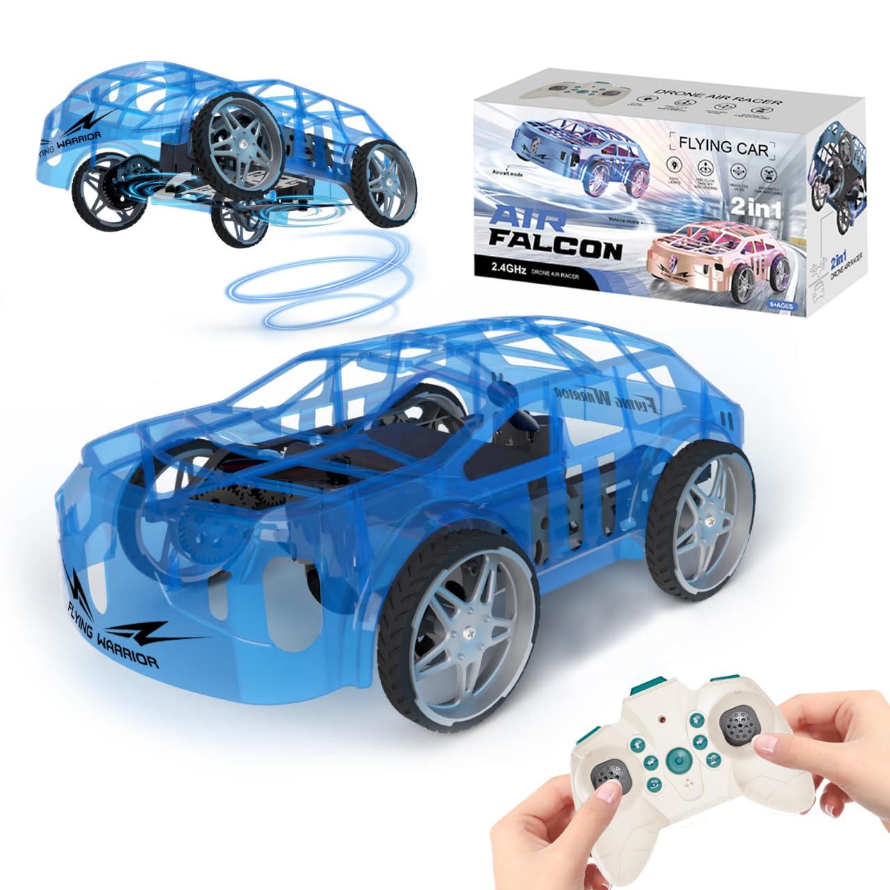 RC Drone Car Mini RC Drone & Flying Car, Remote Control Quadcopter with One Key Take Off/Landing, LED Lights, Easy to Fly Toy Drones for Kids 8-12