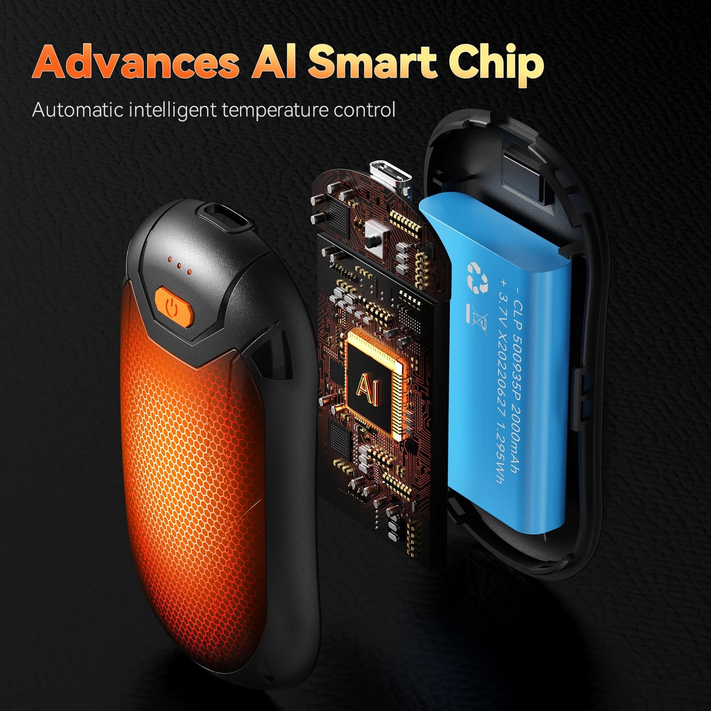 Rechargeable Hand Warmers - 2 Pack 4000mAh Electric Hand Heater, with AI Smart Chip 15 Hours Long Lasting, Heat Portable Pocket Heater, for Women, Men, 2024 Top