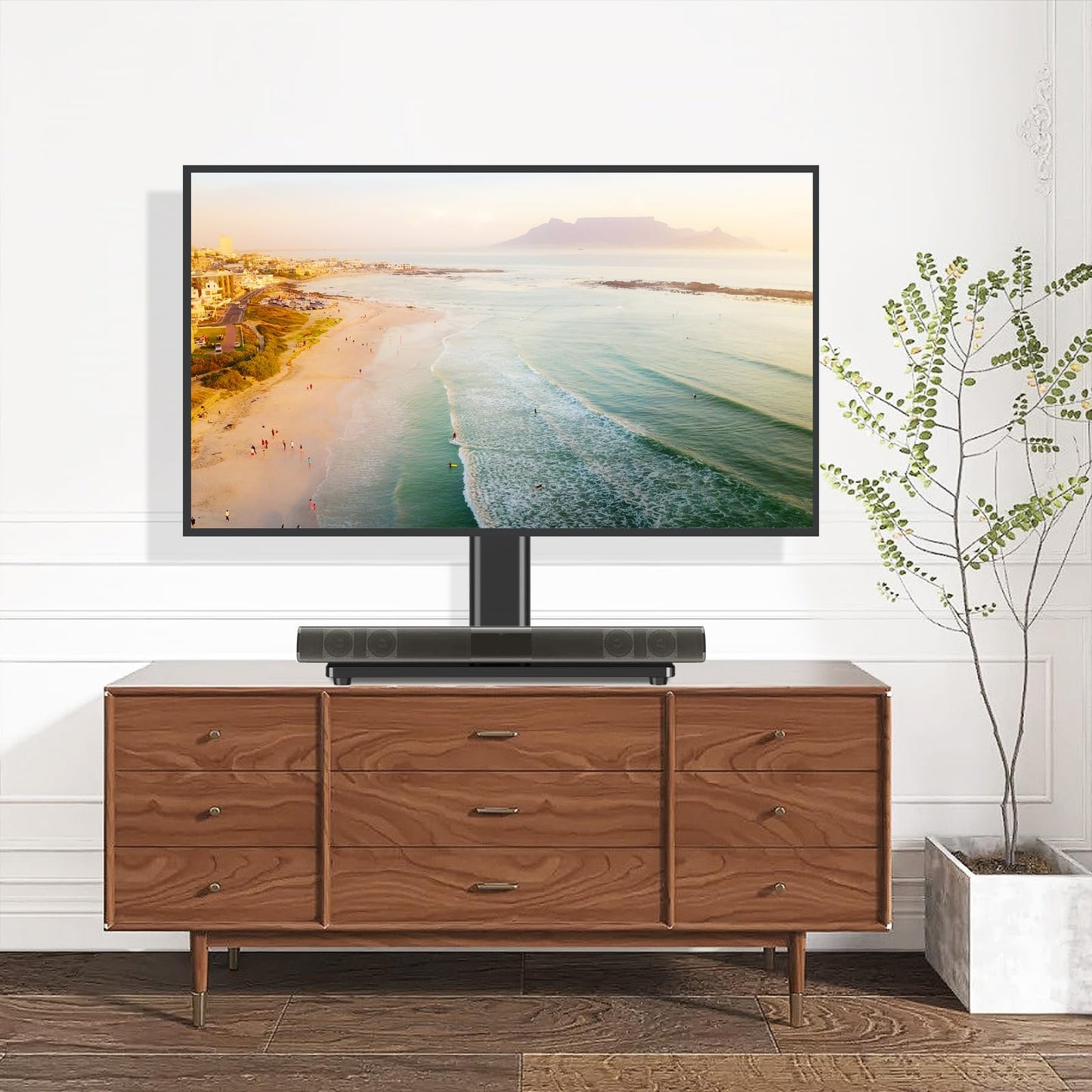 TVON Universal TV Stand Base, Swivel Table Top TV Stand for 20-43 inch TVs/Monitors with 4 Level Height Adjustment and Tempered Glass Base, Holds up to 88 Lbs, VESA 200x200mm