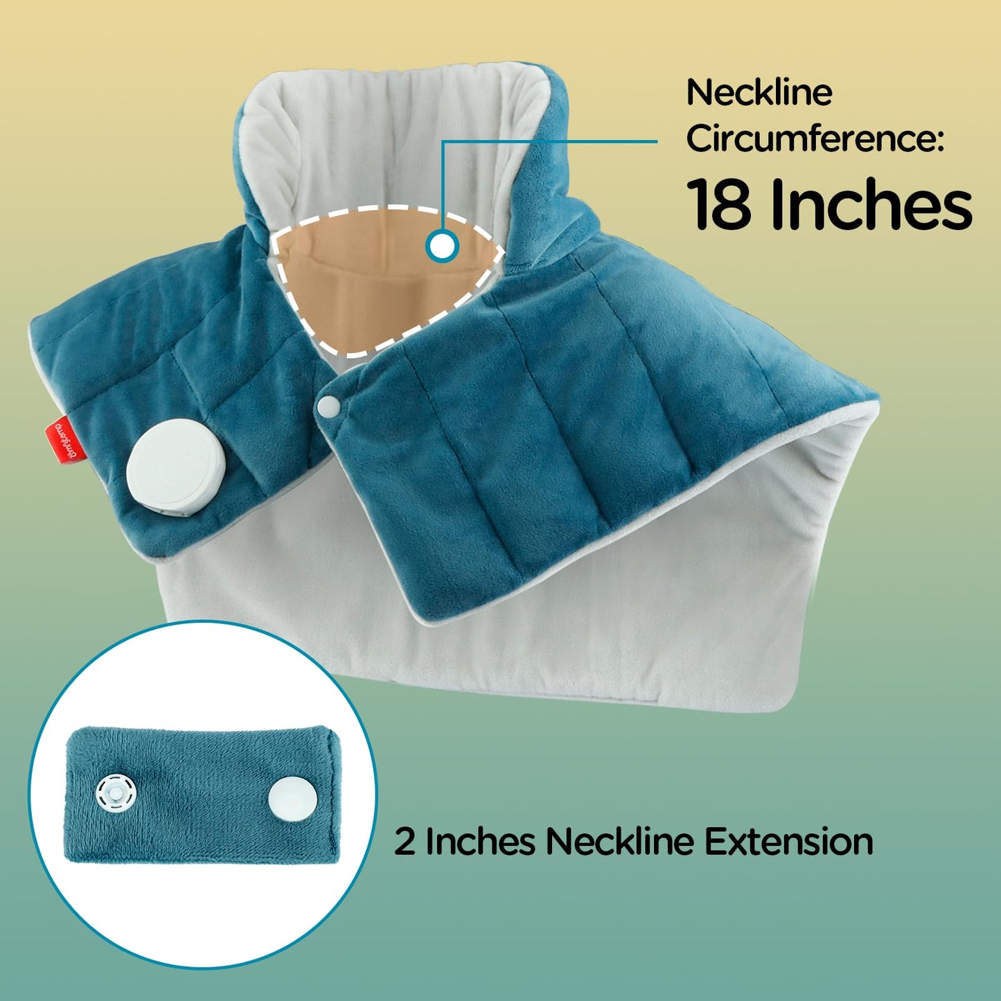 Comfytemp Heating Pad for Neck and Shoulders and Back, 2.6lb Weighted Electric Heat Pad for Pain Relief, Large Heated Wrap, 9 Heat Settings, 11 Auto-Off, Gifts for Women Men Mom Dad