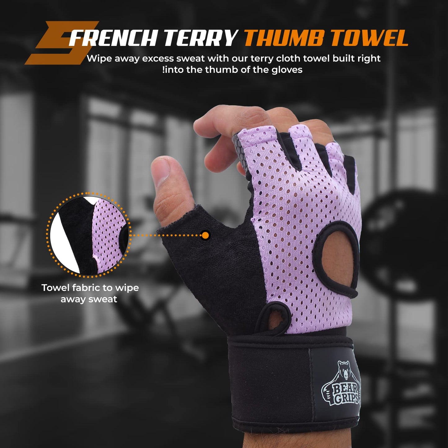 Bear Grips Weight Lifting Gloves for Men & Women | Half Finger Lifting Gloves | Full Finger Workout Gloves for Men | No Finger Exercise Gloves l Compression Weightlifting Gloves | Gym Gloves for Men