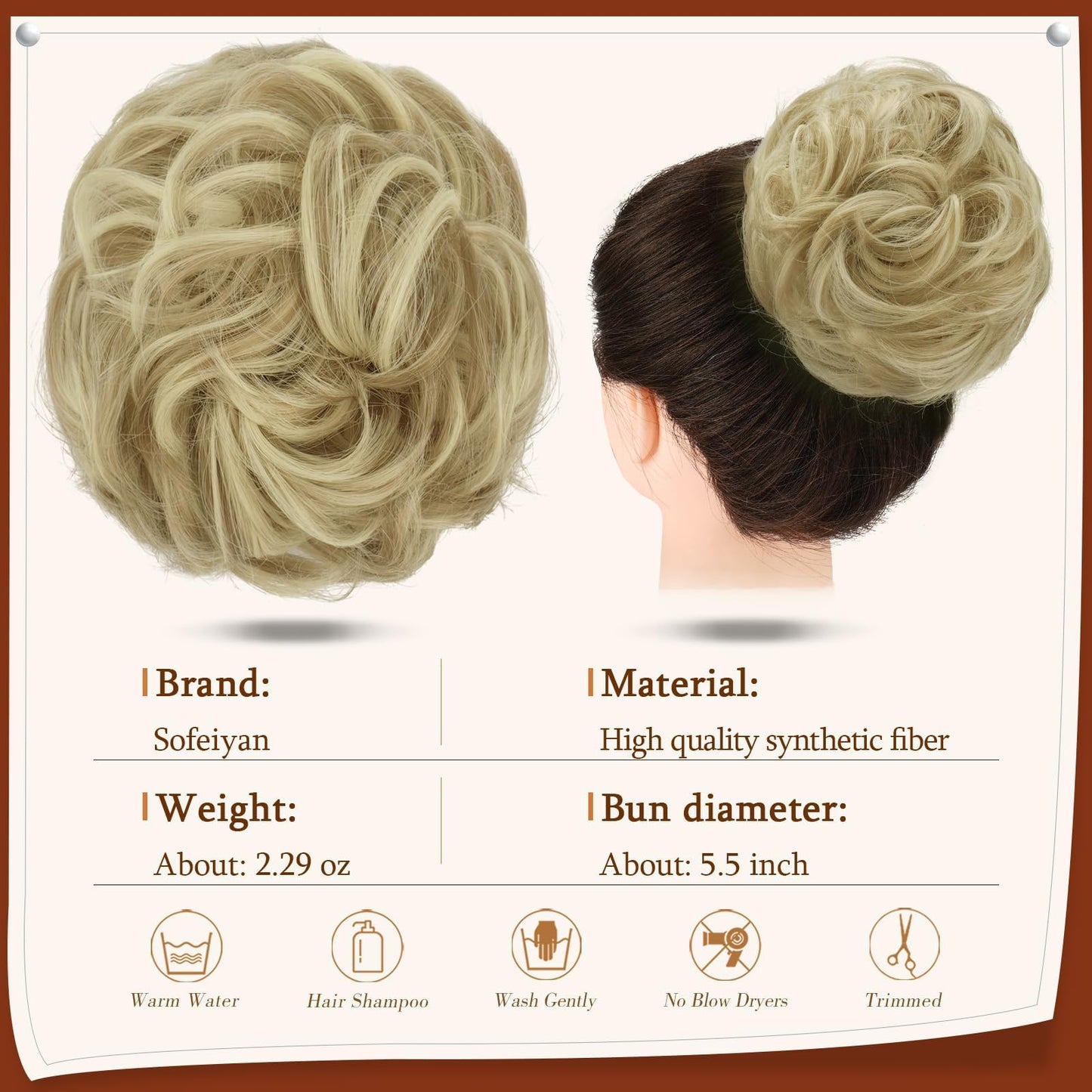 SOFEIYAN Claw Clip Messy Bun Hair Piece Synthetic Tousled Updo Hair Extensions Wavy Curly Hair Bun Clip in Claw Chignon Ponytail Hairpieces Scrunchie Hairpiece for Women