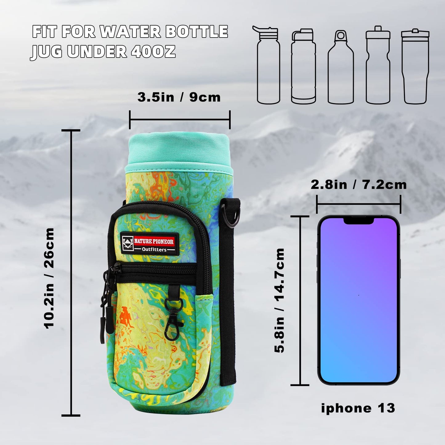 NATURE PIONEOR Water Bottle Carrier Holder Sleeve with Adjustable Strap25 32 40 oz, Insulated Water Bottle Holder Sling Bag