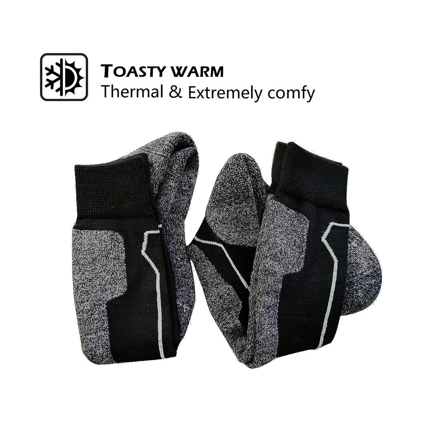 HIGHCAMP 2 Pairs Merino Wool Men Women Cold Weather Ski Snow Snowboard Socks for Skiing,Snowboarding,Winter Hunting (Black,L)