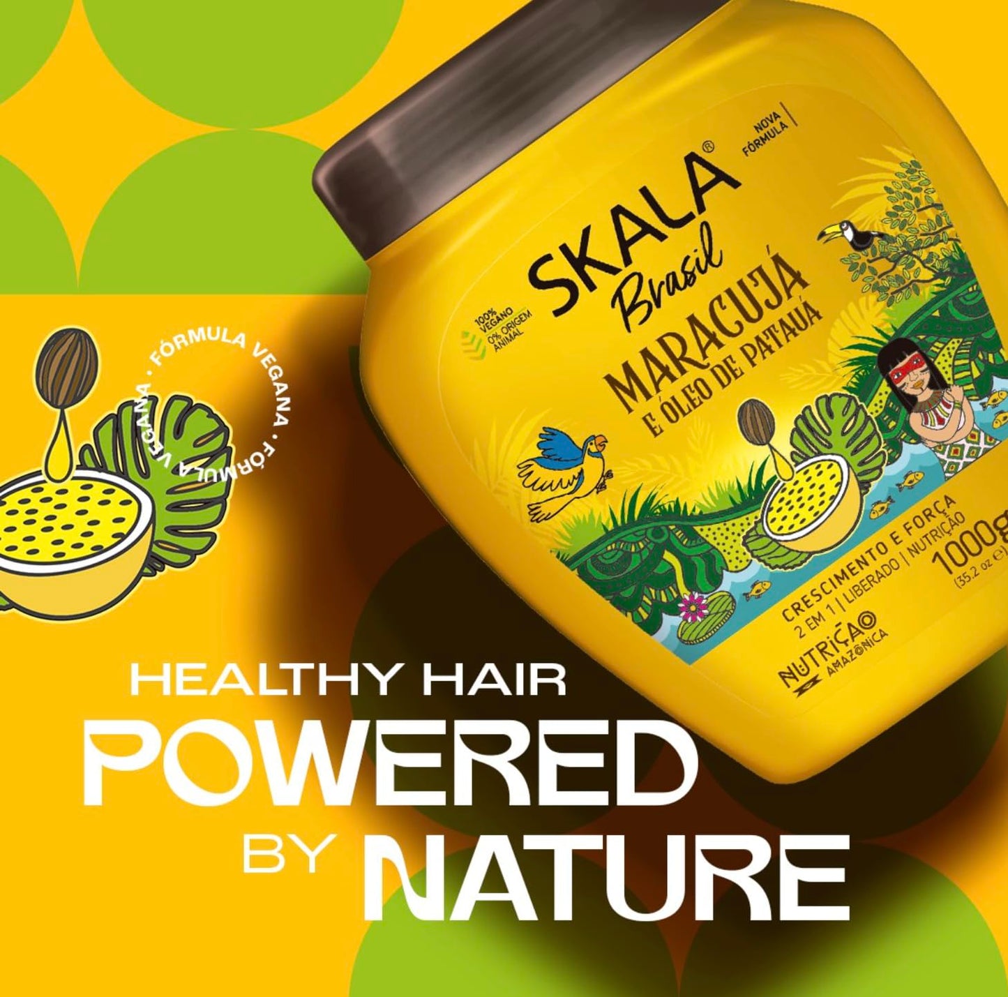 Skala Maracuja Passion Fruit, 2 Pack (1000g each) - Vegan, Cruelty-Free, Silicone, Sulfate & Paraben Free - Brazilian Moisturizing & Nourishing Formula for Curls