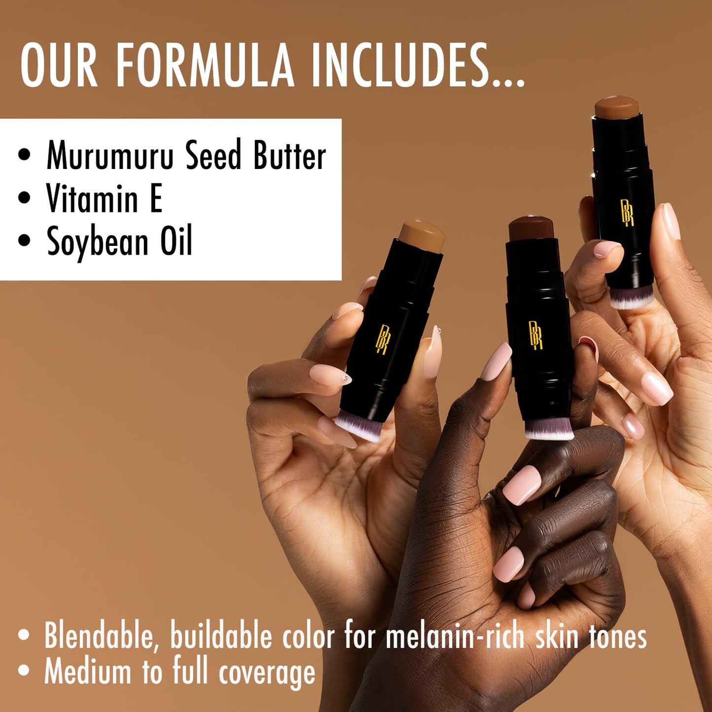 Black Radiance Color Perfect Foundation Stick, Brownie, Multi-tasking Face Foundation