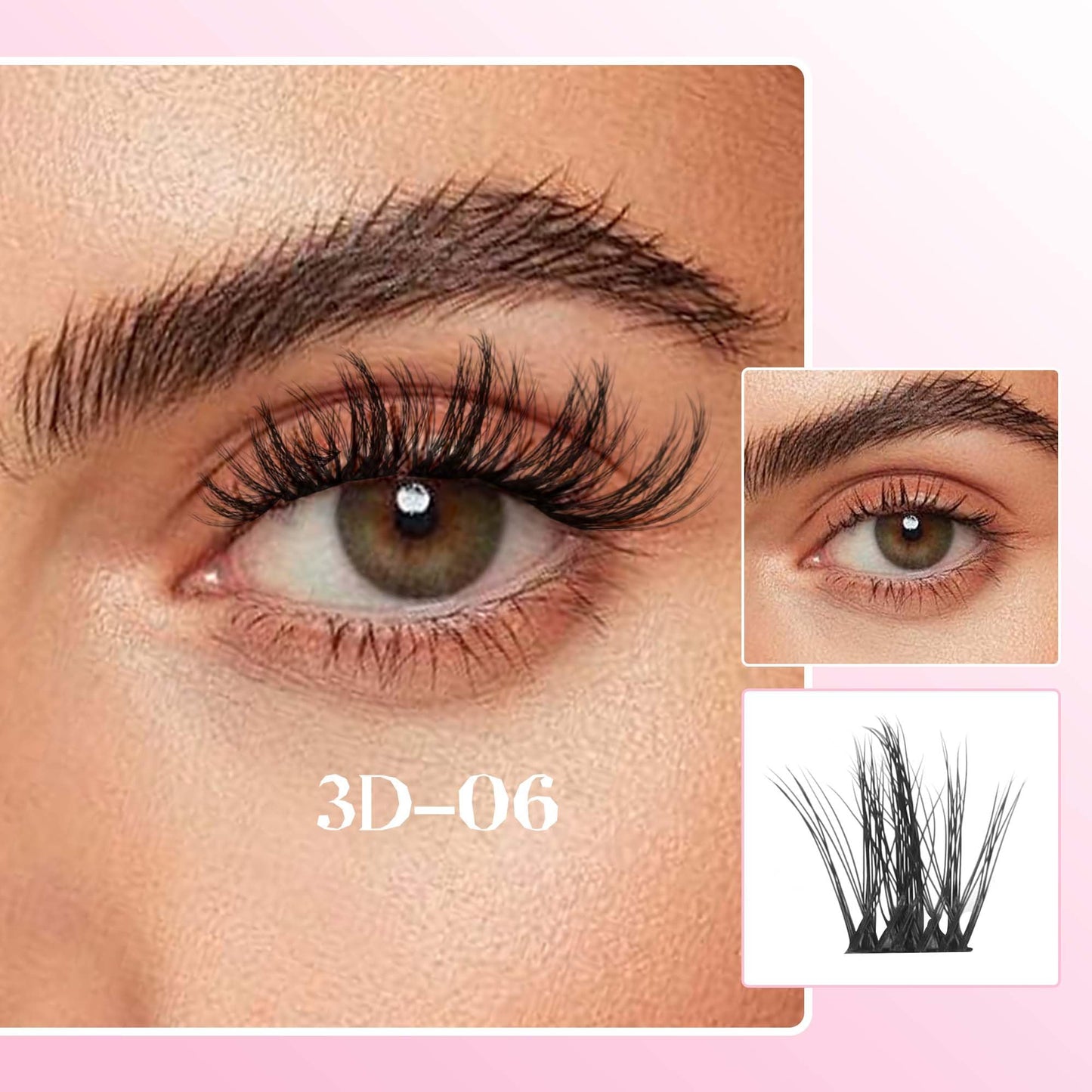 LA MAESII Lash Clusters, 3D Wispy Cluster Eyelash Extensions Fluffy DIY Cluster Lashes Eyelash Clusters, 10-14mm Multi-layer Individual Lashes Soft Thin Band Reusable (06)