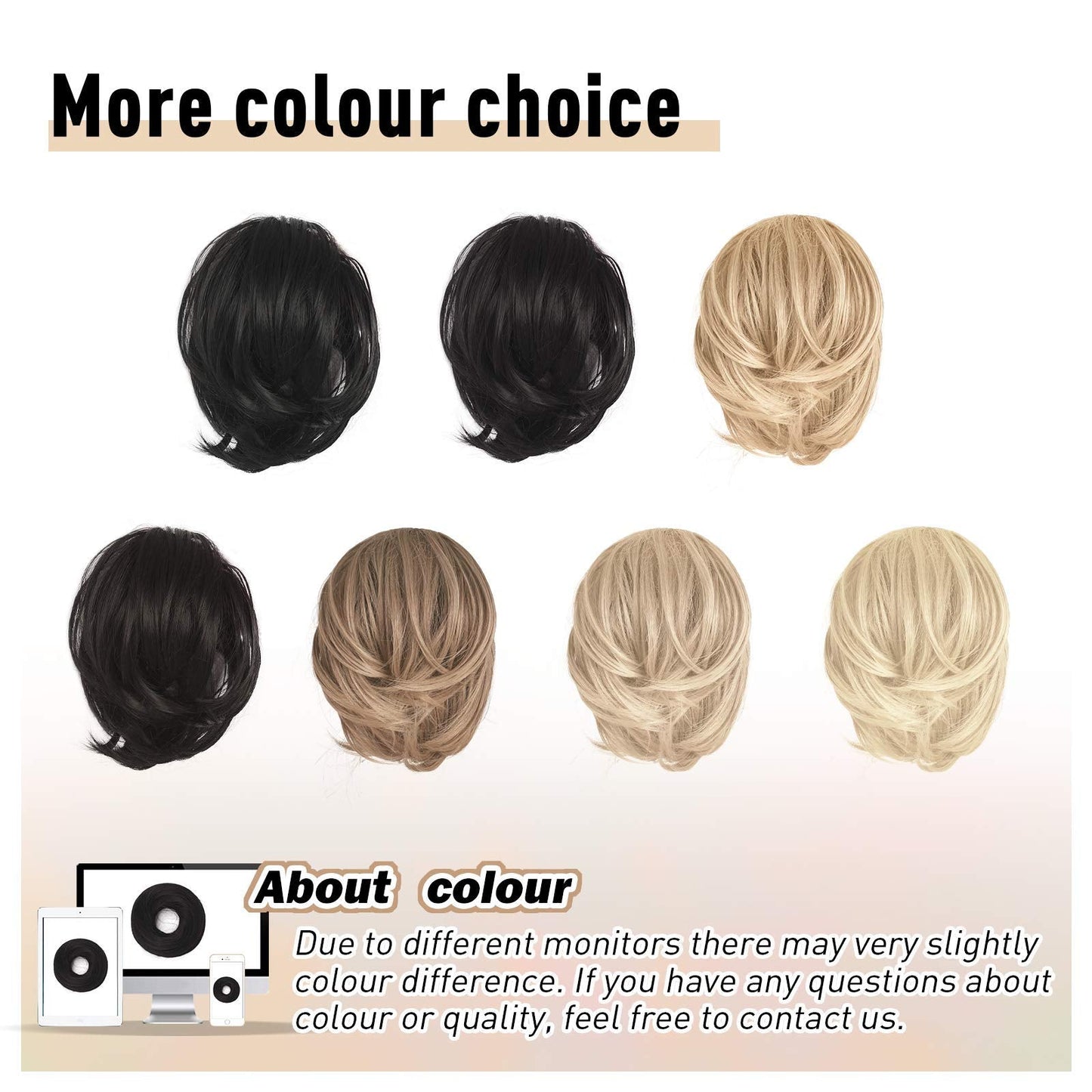 BARSDAR Brown Hair Bun Extensions -Short Straight Ponytail Hair Bun Extensions for Women, Synthetic Messy Hair Bun Extensions Elastic Hair Bun Scrunchies Hairpieces Daily - Dark Brown