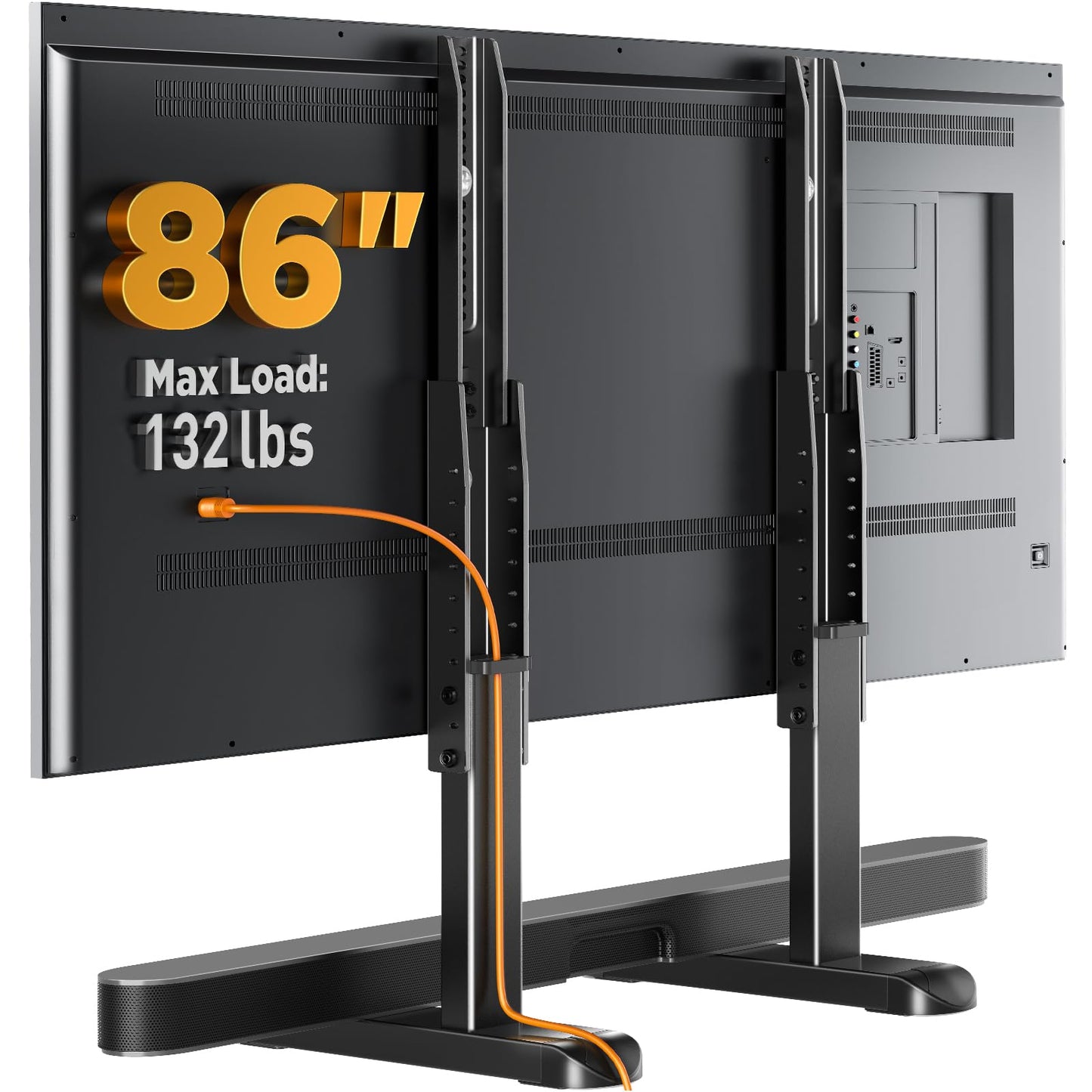 Perlegear TV Stand Steel TV Legs for Most 37–86 Inch Flat or Curved TVs up to 132 lbs, Height Adjustable TV Feet Suitable for Soundbar, Universal Tabletop TV Stand Base Max VESA 800 x 500mm, PGTVS20