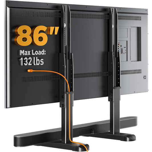 Perlegear TV Stand Steel TV Legs for Most 37–86 Inch Flat or Curved TVs up to 132 lbs, Height Adjustable TV Feet Suitable for Soundbar, Universal Tabletop TV Stand Base Max VESA 800 x 500mm, PGTVS20
