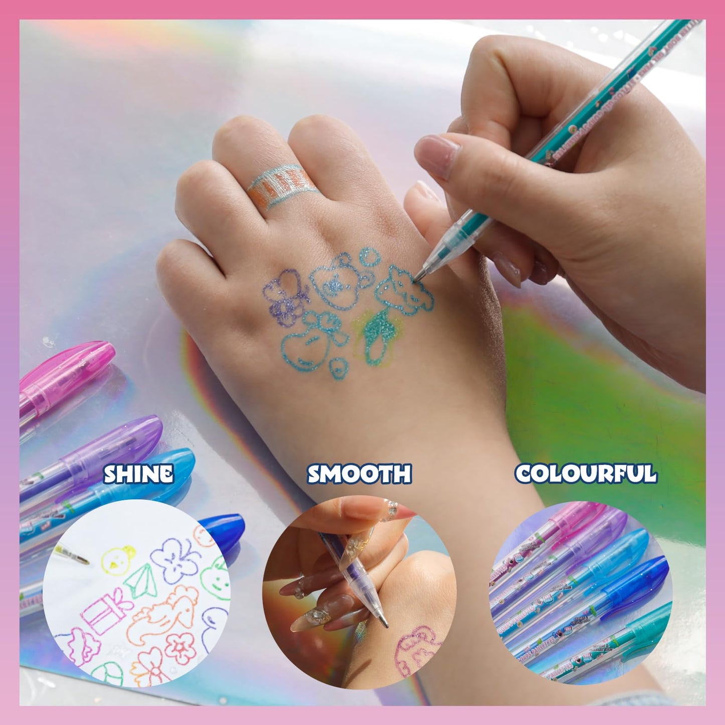 L.O.L Surprise 16 Piece Glitter Pen Body Art Set, Glittery and Bright Colors, Ages 3+ by Townley Girl