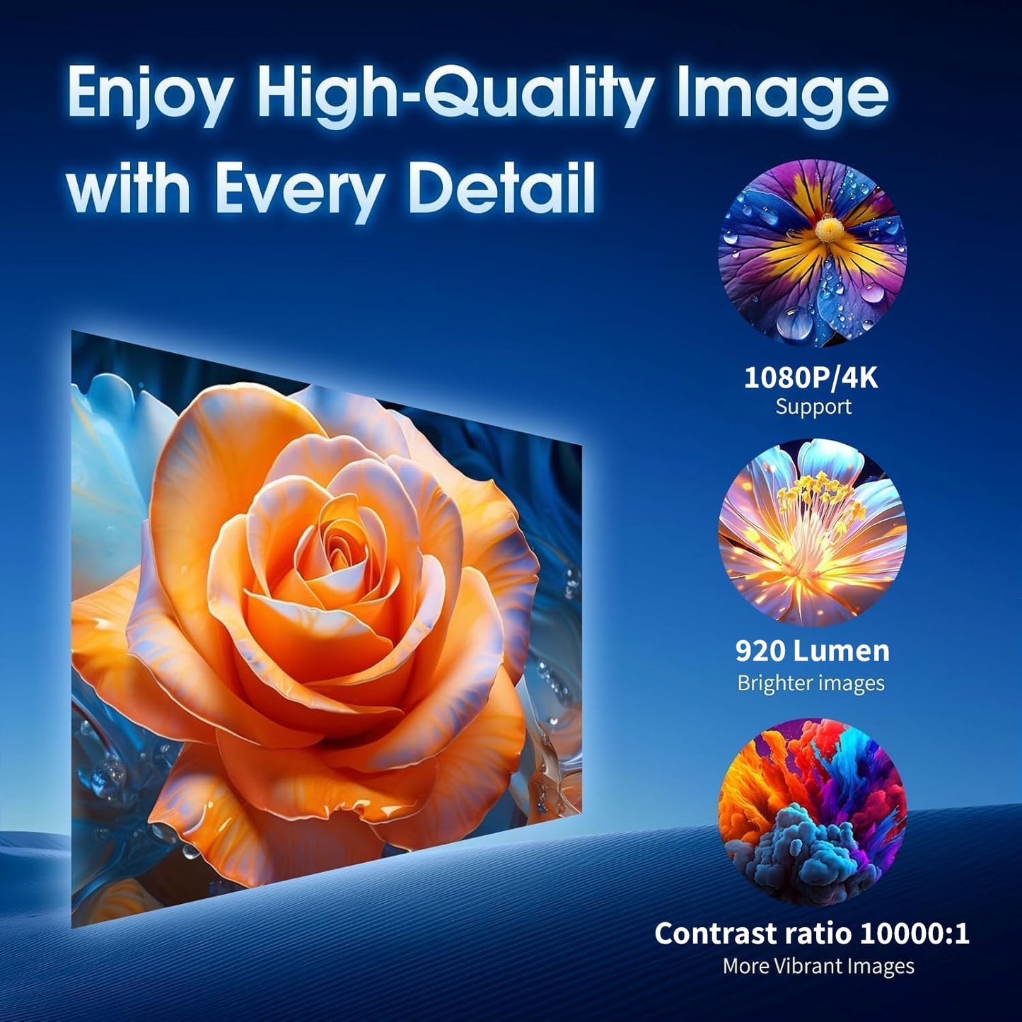 [Built-in App] Mini Projector with WiFi and Bluetooth 2025 Upgraded 1080P FHD 4K Support Projector with Mouse Portable Projector Auto Keystone Compatible with TV Stick/Memory Stick/USB/Laptop