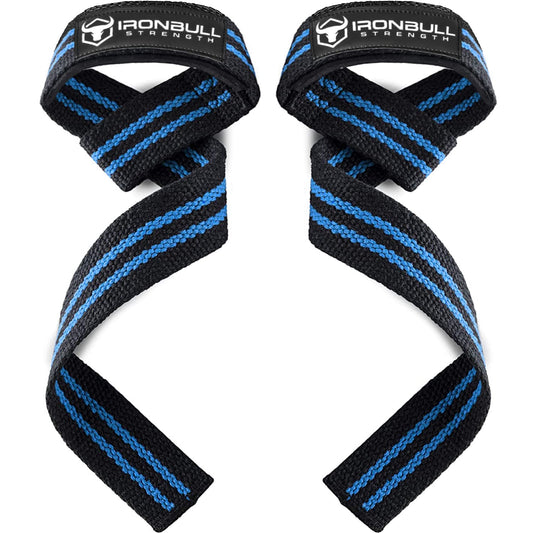 Lifting Straps (1 Pair) - Padded Wrist Support Wraps - for Powerlifting, Bodybuilding, Gym Workout, Strength Training, Deadlifts & Fitness Workout (Black/Blue)