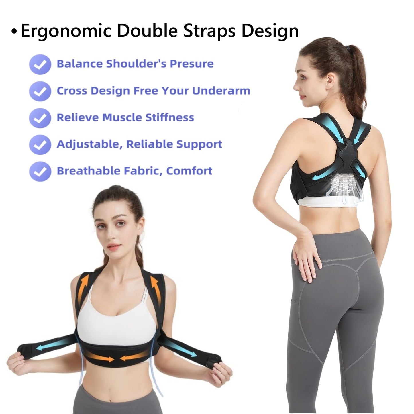 SIFFOI Posture Corrector for Women, 3rd Gen. Adjustable Back Support with Shoulder Brace, Back Straightener and Pain Relief for Men, Black (Small/Medium)