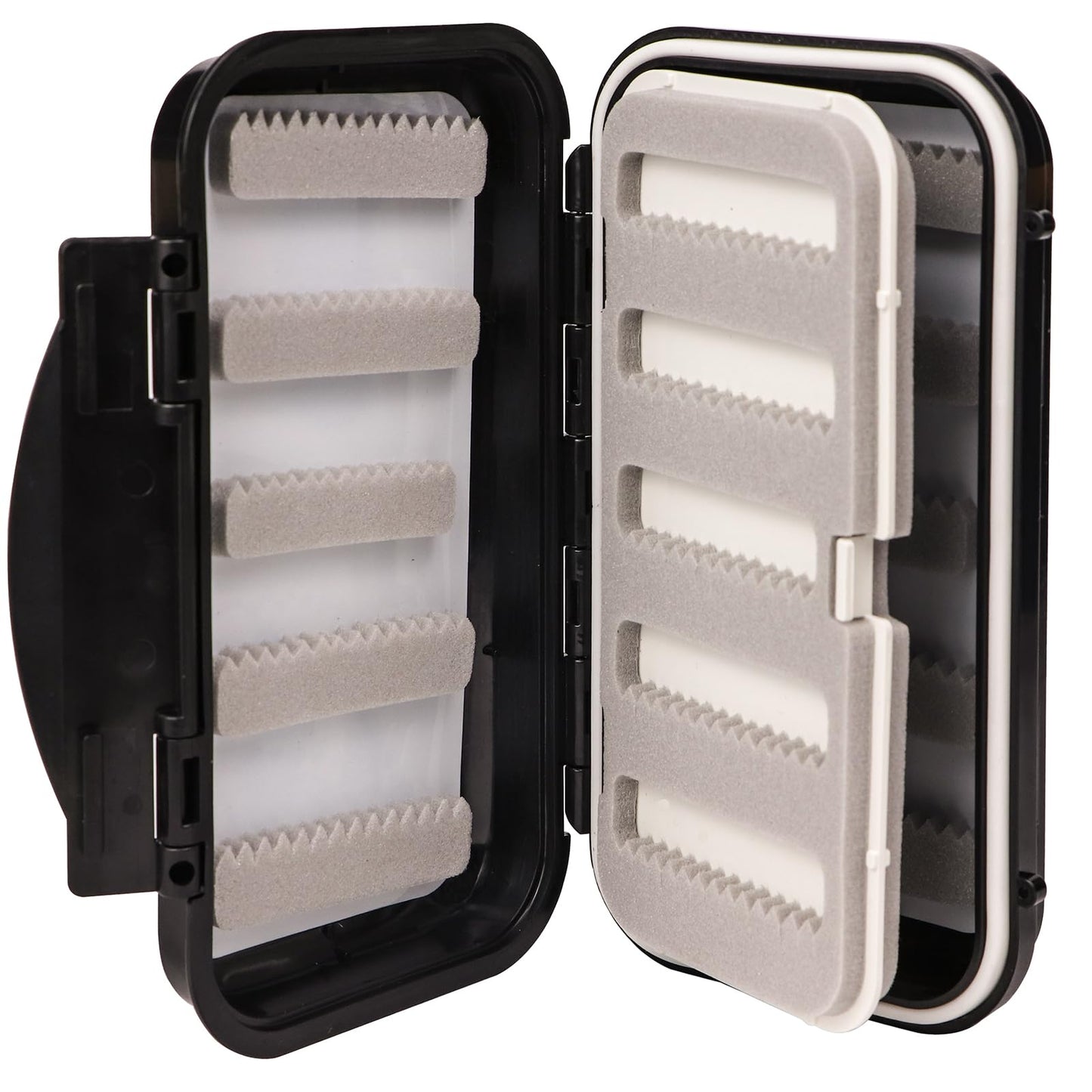 KEESHINE Fly Fishing Box Multi sided Fly Box with Removable Swing Leaf Center (Black, Small)
