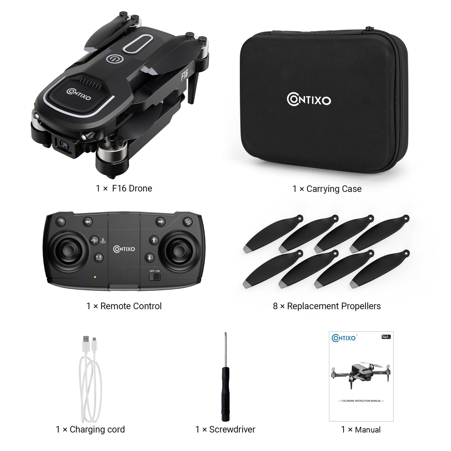 Contixo F16 Camera Drone For Kids, 360° Flip Brushless Motor 2.4G RC Quadcopter Foldable Gesture Control FPV Flying Drones with 17 Mins Intelligent Flight Time For Beginners children Indoor Outdoor