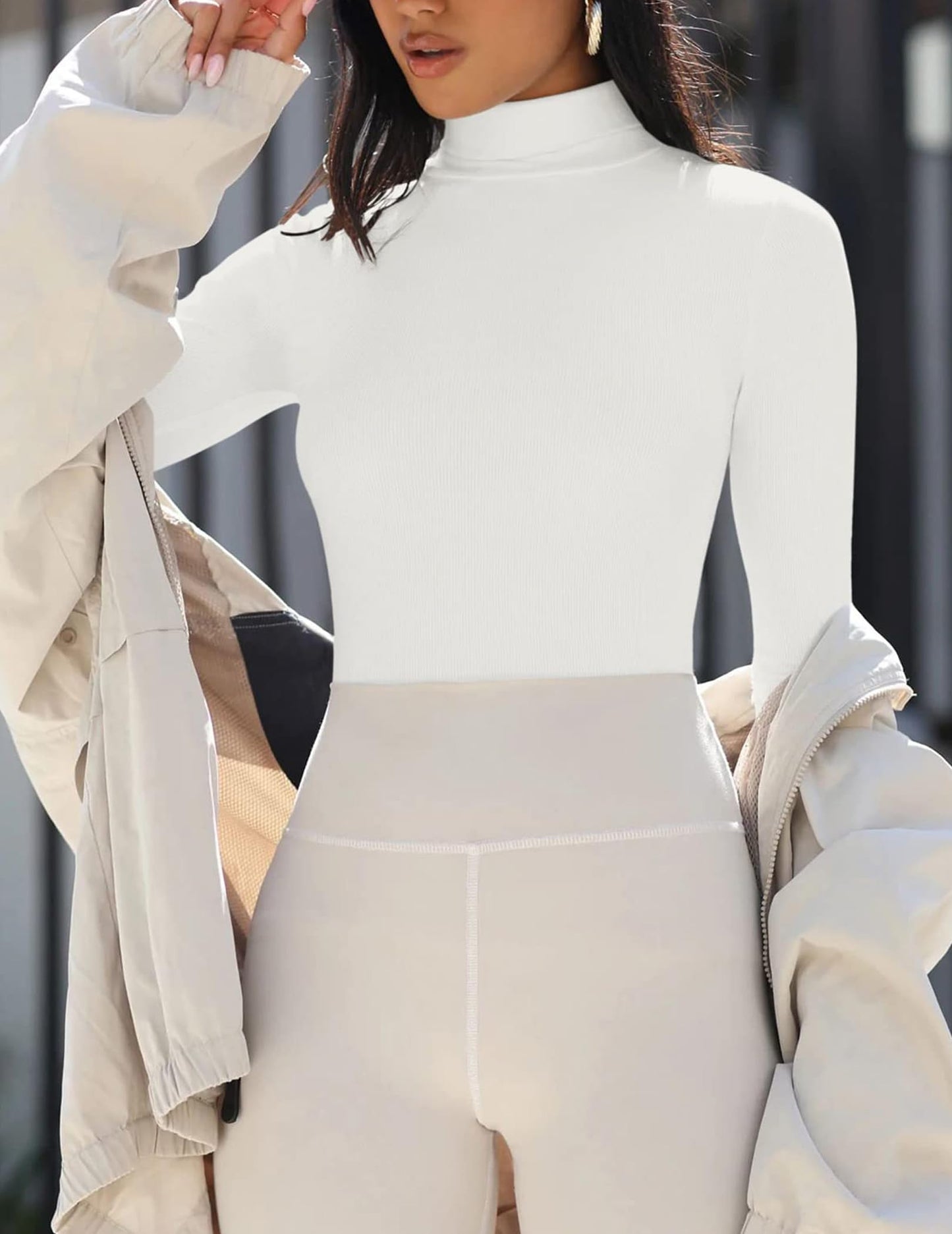 Zeagoo Women's Turtleneck Tops Long Sleeve Thermal Underwear Shirt Tight Mock Turtle Neck T-Shirts for Women,1 Pack-White M