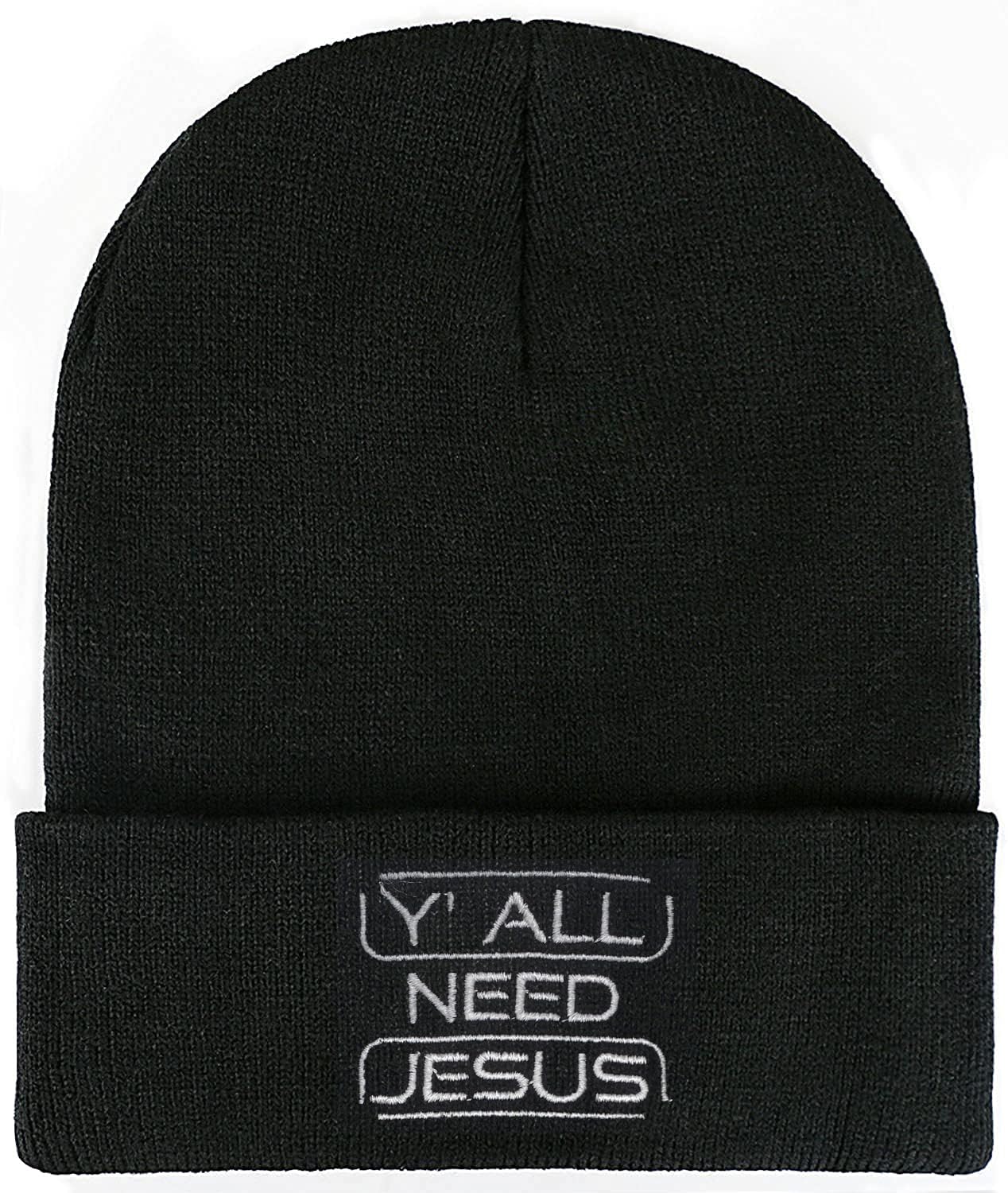 Y'all Need Jesus Embroidery Beanie for Men & Women, Faith Multi-Season Stretch Skull Knit Hats, Winter Warm Beanie