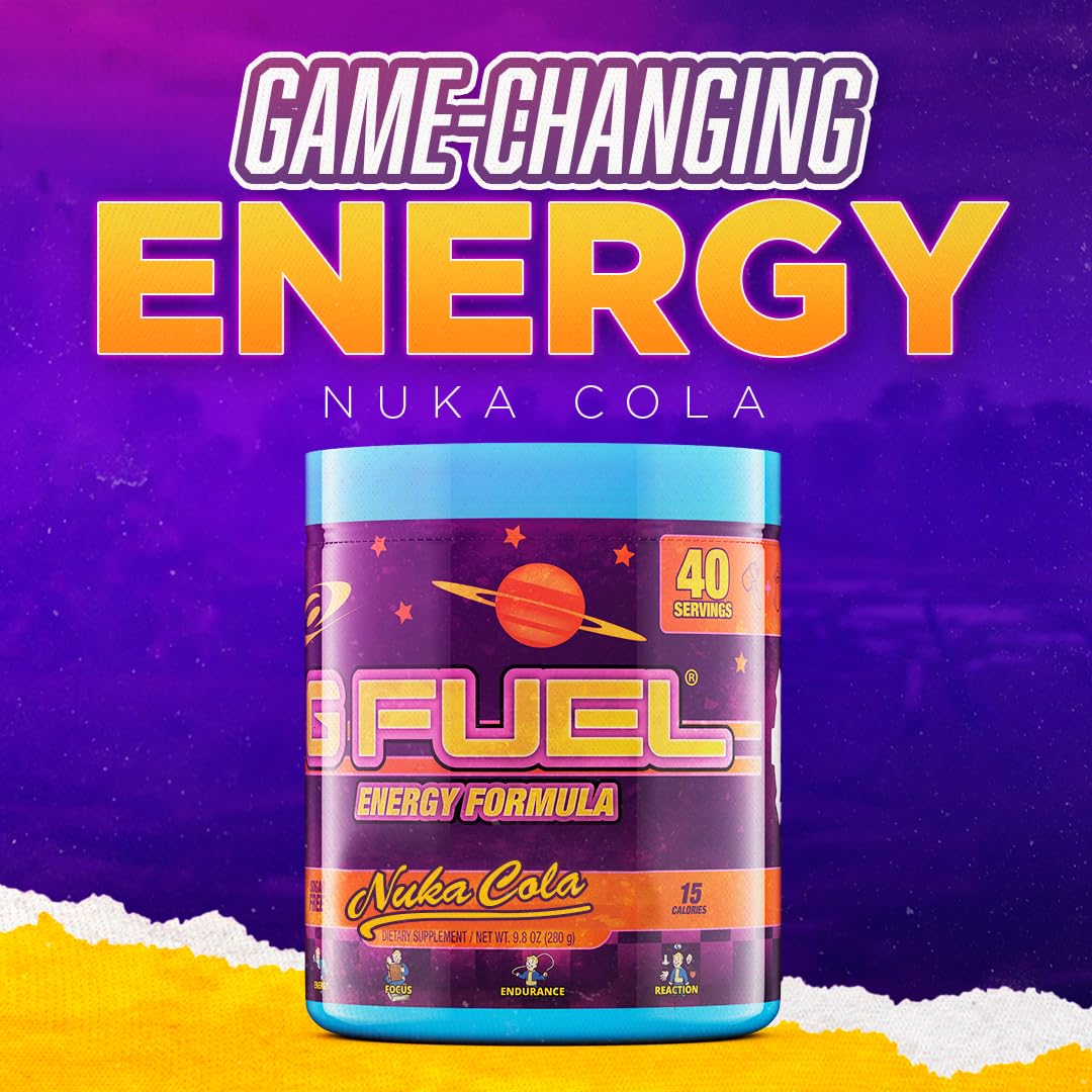G Fuel Nuka Cola Energy Powder, Sugar Free, Clean Caffeine Focus Supplement, Water Mix, Tropical Citrus Berry Flavor, Focus Amino, Vitamin + Antioxidants Blend - 9.8 oz (40 Servings)