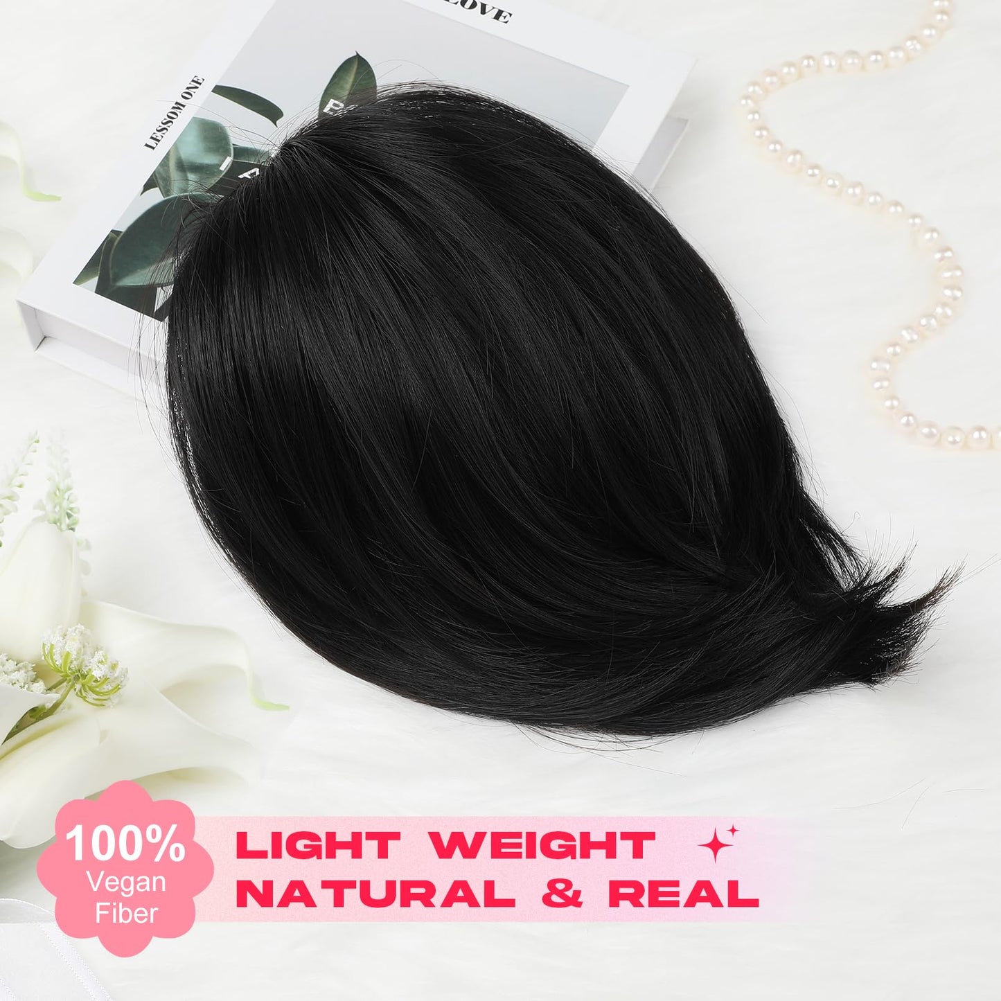 NTYNTY Ponytail Extension, 10" Short Claw Clip in Ponytail Hair Extensions Messy Bun Hair Piece Natural Soft Synthetic Straight Pony Tail Hair Pieces for Women - Black