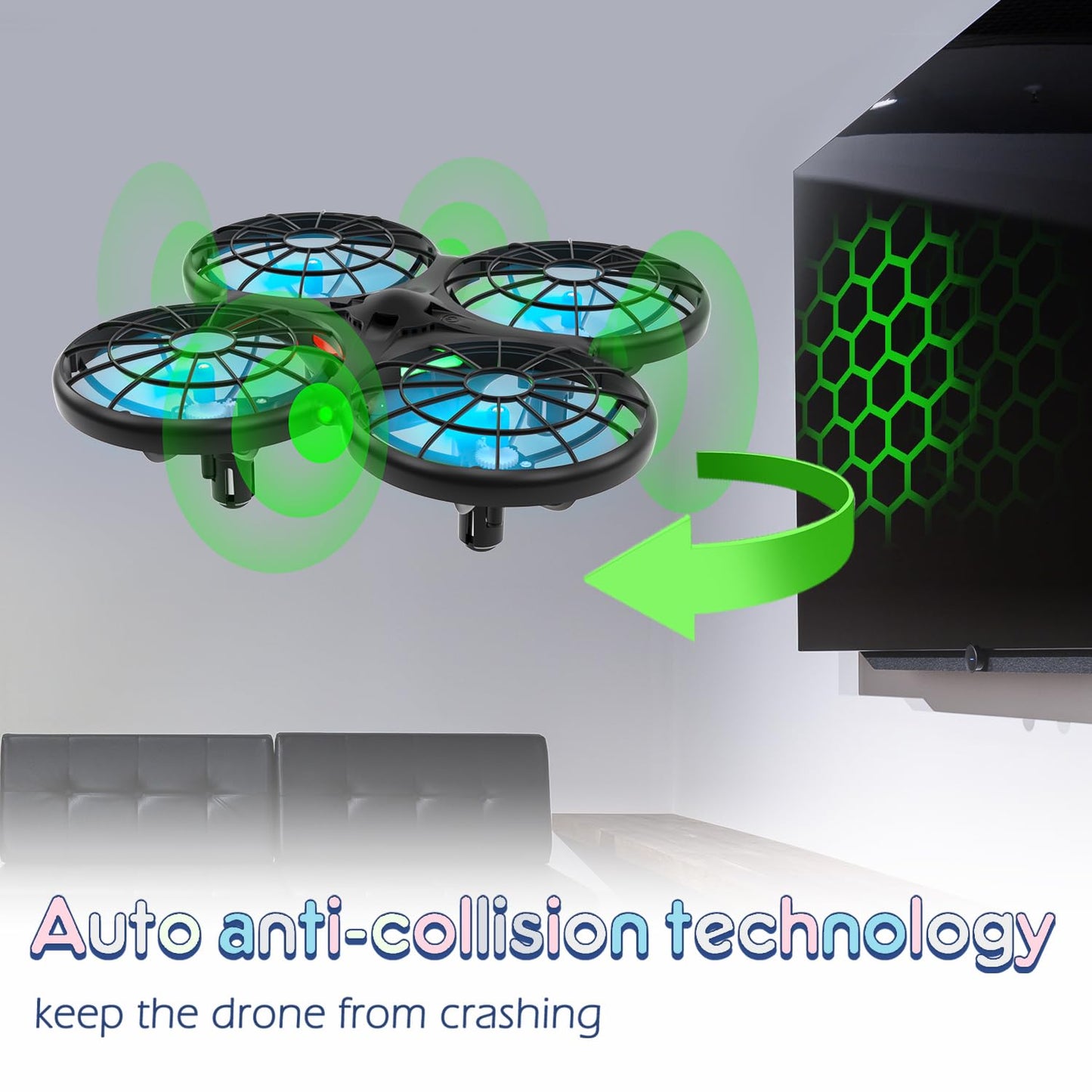 Loolinn | Drones for kids Gifts - Mini Drone, RC Drone with Auto Anti-Collision Technology/Safe for Kids/Easy to Fly / 360° Flip/Hand-Controlled Mode (Gift for Boys and Girls)