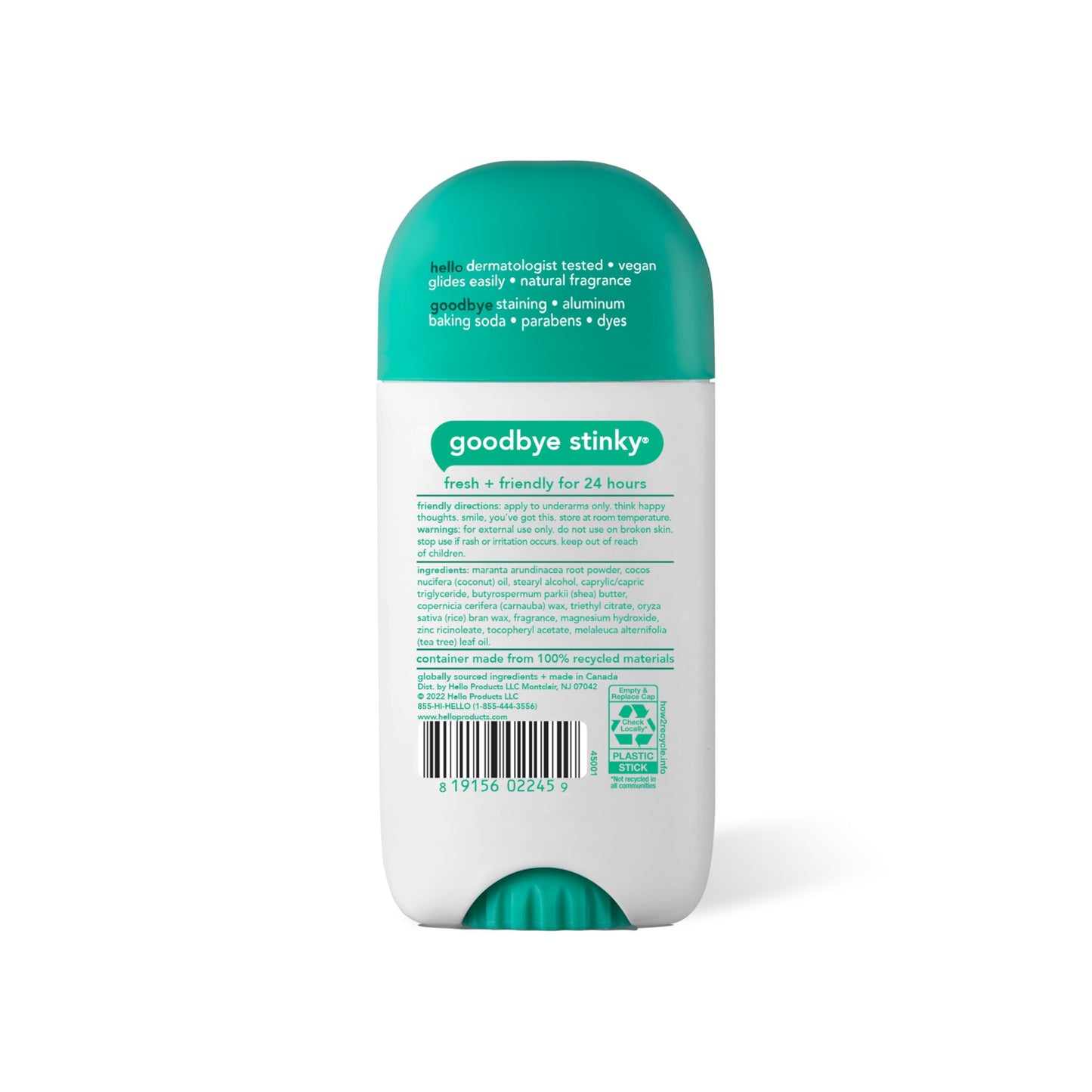 hello White Sage + Eucalyptus Deodorant With Shea Butter for Women + Men, Aluminum Free, Baking Soda Free, Parabens Free, 24 Hour Odor Protection, 2.6 Ounce, 2 Pack