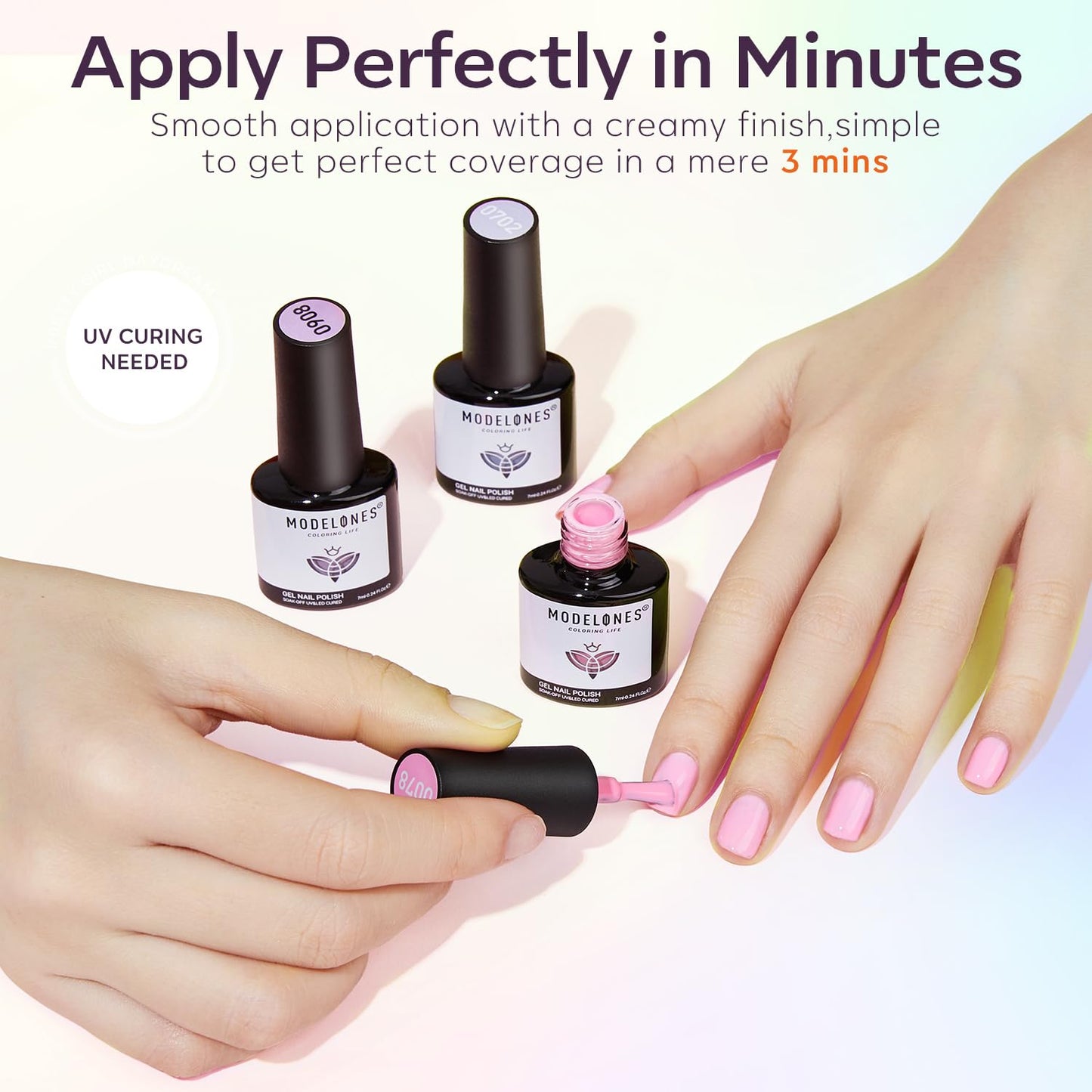 modelones 32 PCS Gel Nail Polish Set, 28 Colors Spring Colorful Gel Polish with No Wipe Base Coat, Glitter & Glossy & Matte Top Coat Soak Off LED Nail Art Kit Salon at Home