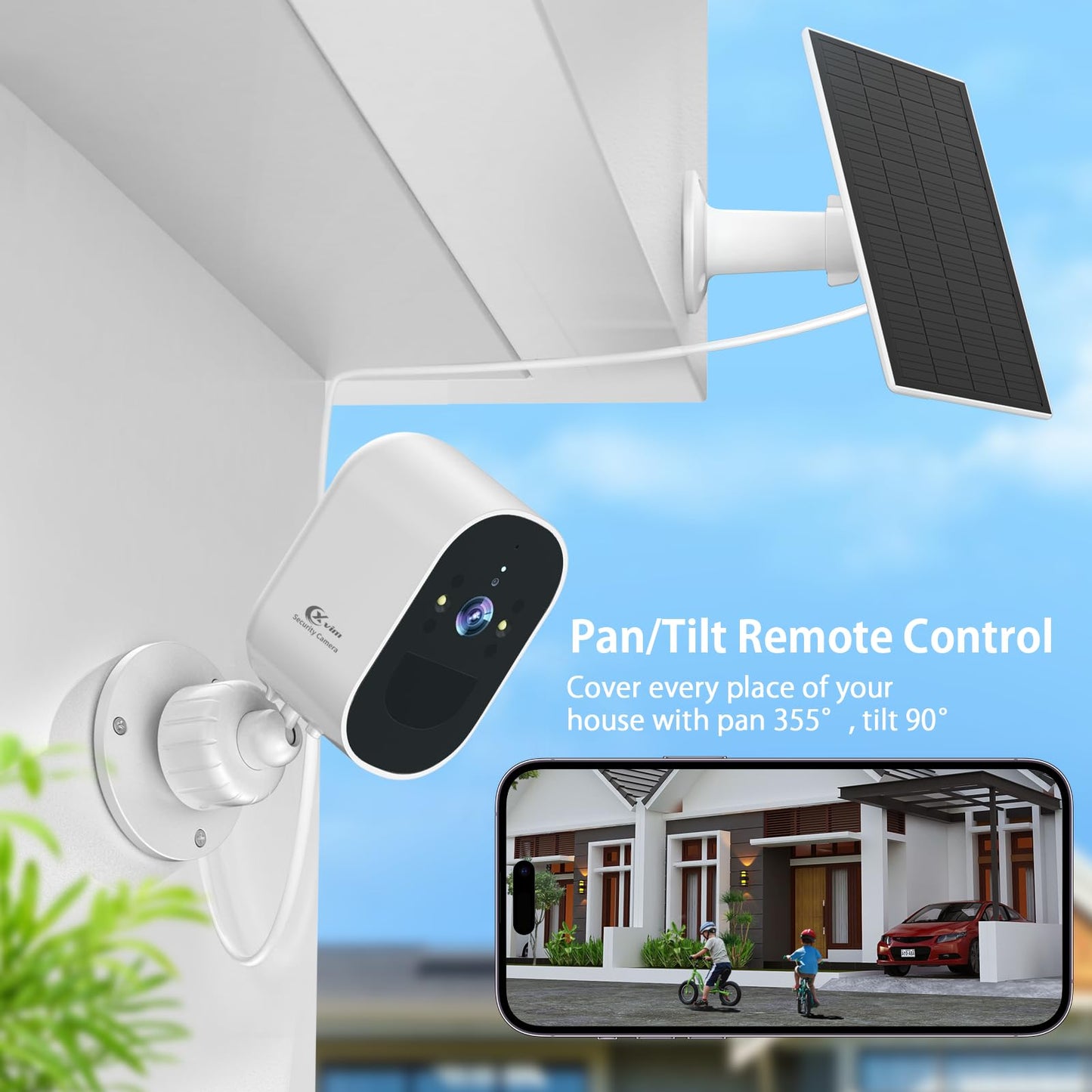 XVIM 1080P 2Pack Solar Camera Outdoor Wireless, 2MP Battery Powered Camera with Color Night Vision, 2.4GHz WiFi Home Security, PIR Human Detection, 2-Way Talk, SD/Cloud, IP65 Waterproof