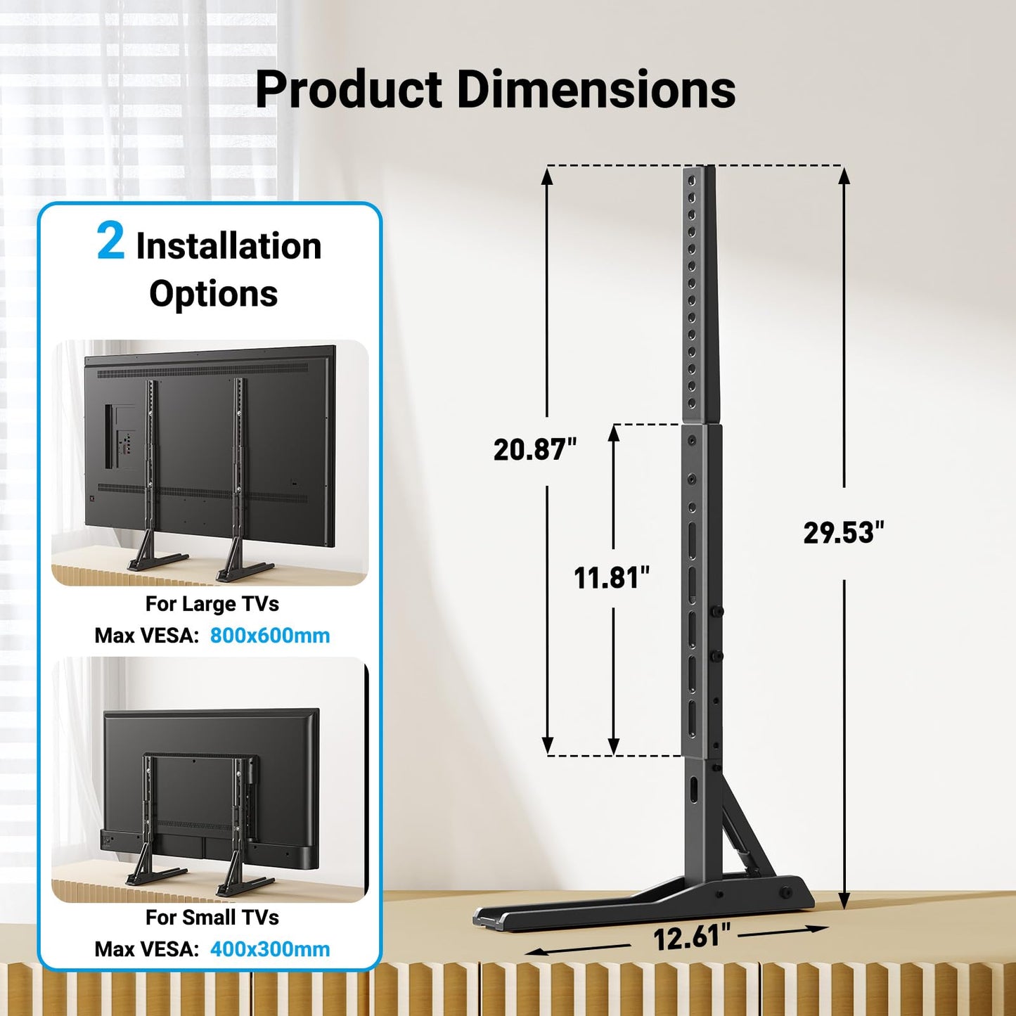 PERLESMITH Universal TV Stand Mount for 22-70 Inch TVs, Height Adjustable Table Top TV Stand, Great Load-Bearing Replacement TV Legs with Tempered Glass Holds up to 110lbs, Max VESA 800 x 600mm