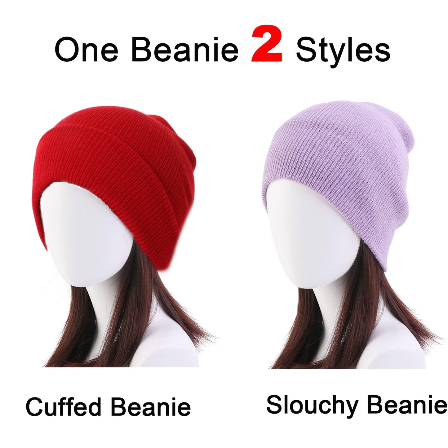 NPQQUAN 2 Packs Unisex Beanie Hats for Men Women Winter Knit Beanies Black+Yellow