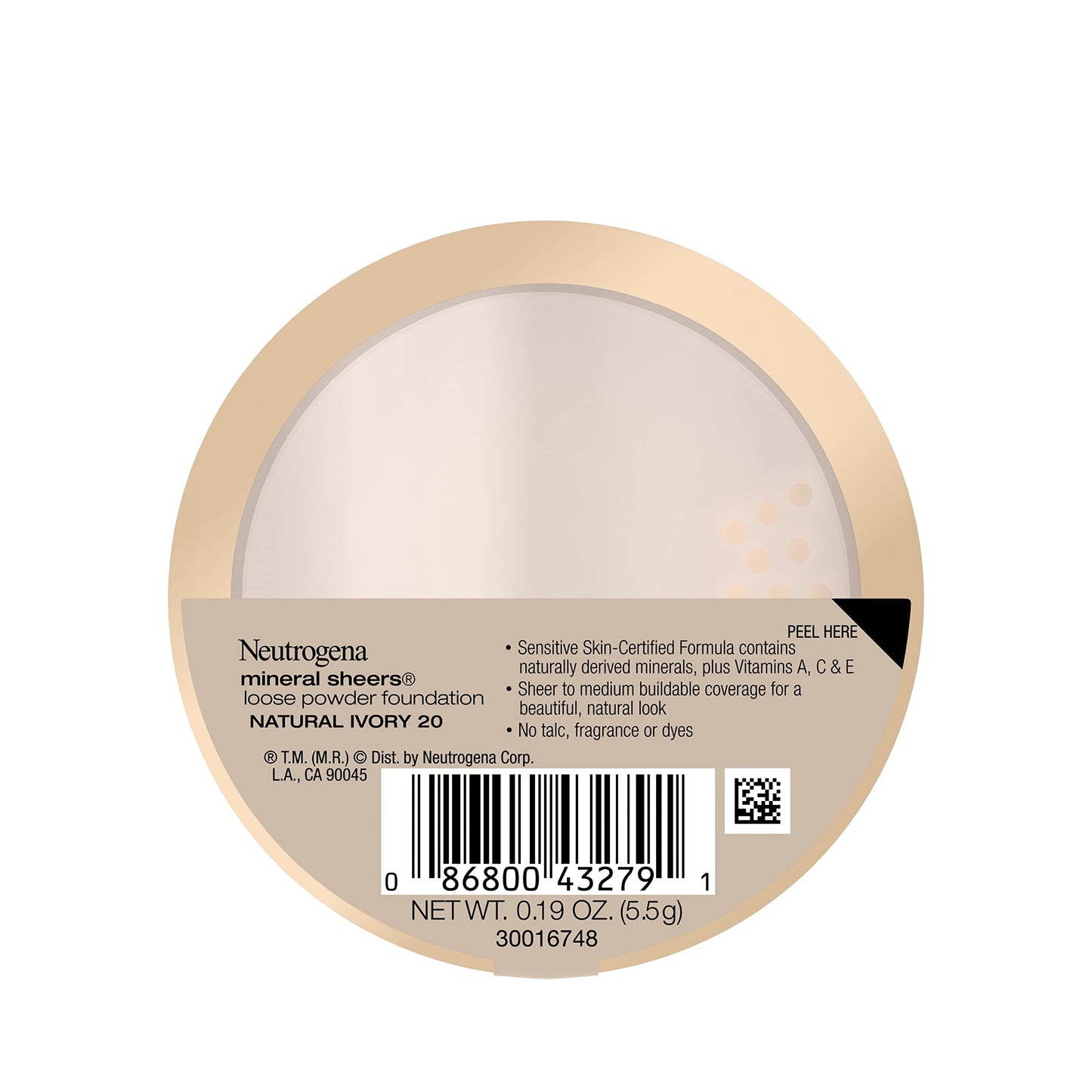 Neutrogena Mineral Sheers Lightweight Loose Powder Makeup Foundation with Vitamins A, C, & E, Sheer to Medium Buildable Coverage, Skin Tone Enhancer, Face Redness Reducer, Natural Ivory 20,.19 oz