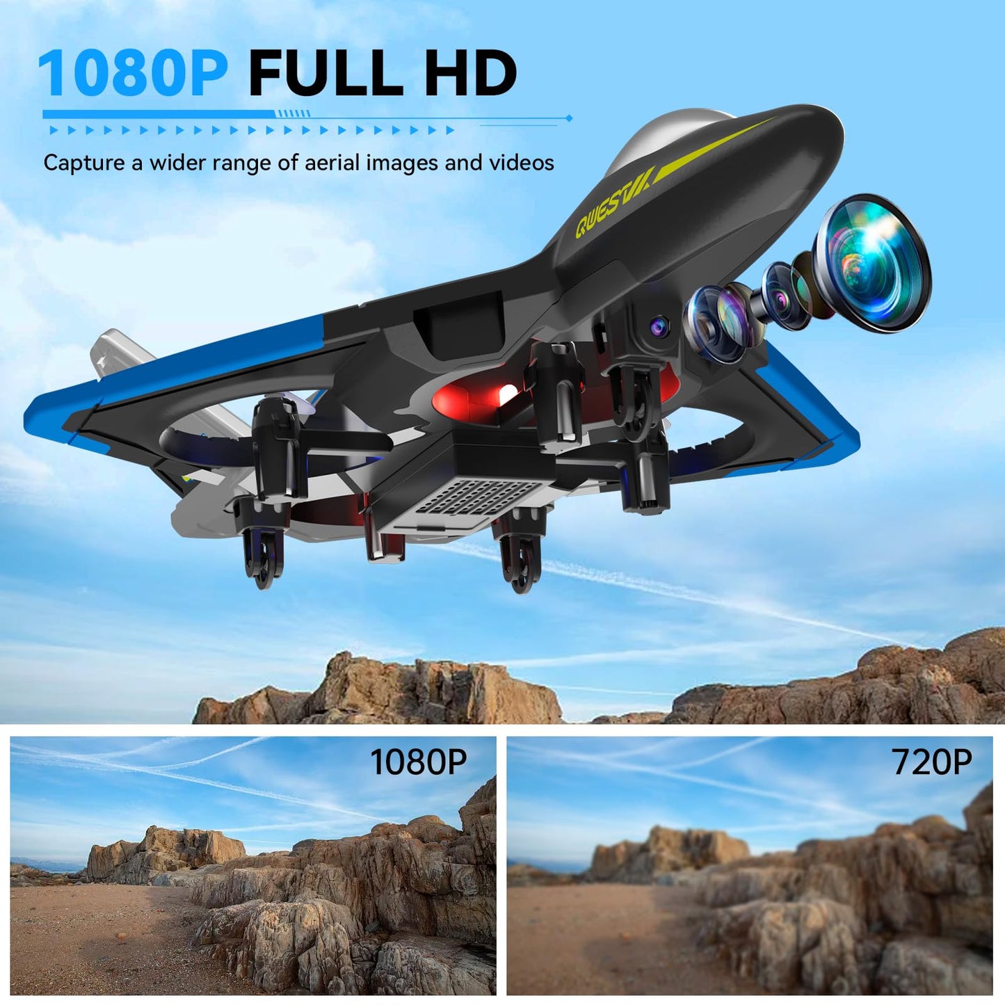 4DRC V31 RC Plane with Camera, Foam Remote Control Airplanes Drones for Kids Adults 8-12 12-16, RC Airplane Fighter Jet with Light, 360° Flip Fighter Jet Toy, Gravity Sensing, Stunt Roll, Airplane Toy