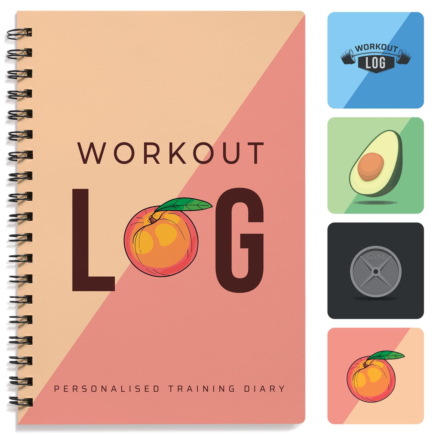 Workout Planner for Daily Fitness Tracking & Goals Setting - A5 Size, 6” x 8”, Peachy Pink), Men & Women Personal Home & Gym Training Diary - Log Book Journal - by Workout Log Gym