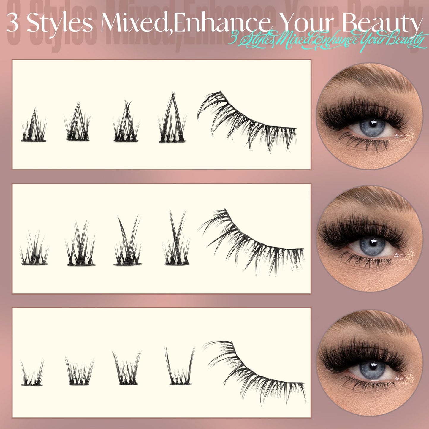 ZANLUFLY Natural Lower Lashes DIY Cluster Eyelash Extension - Wispy Bottom Lash Clusters 5-8MM, 3 Styles