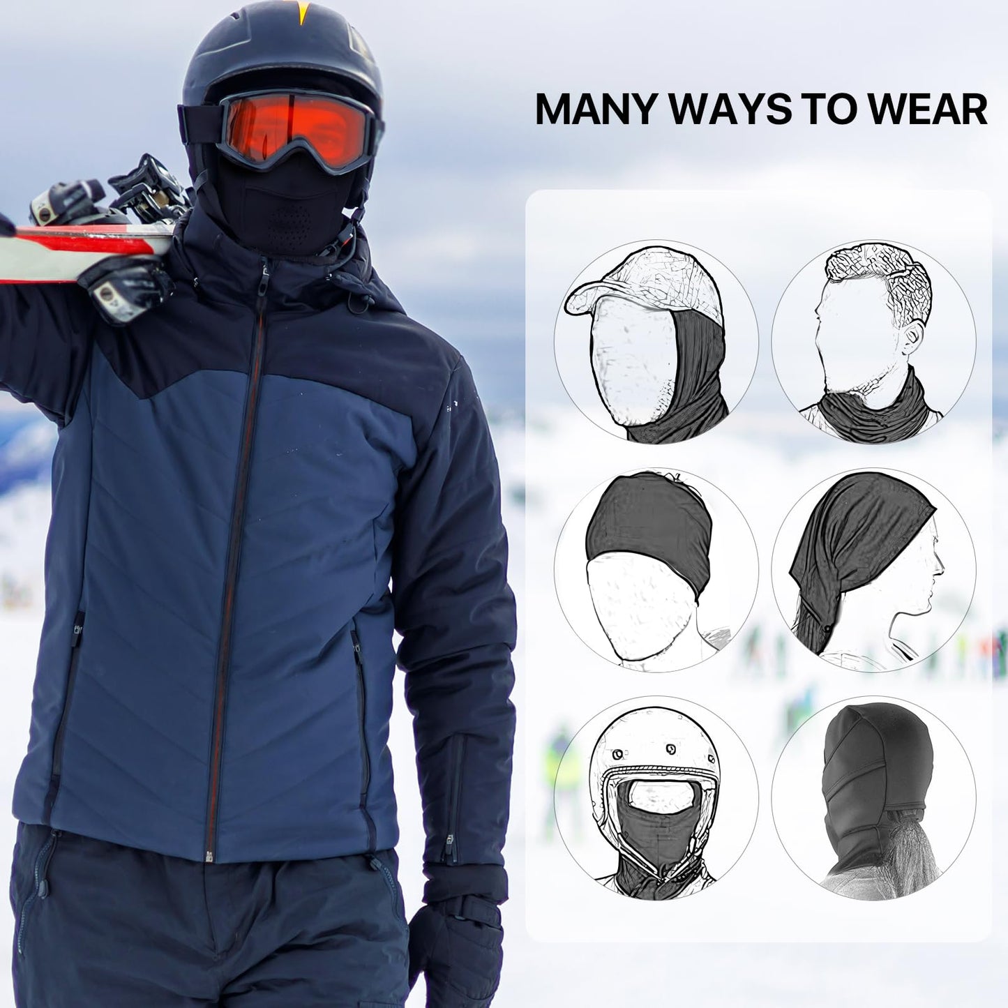 Aicall Balaclava Ski Mask Anti-Fogging Windproof and Breathable Thermal Face Mask for Adult Winter Gear for Outdoor Sports (Black)