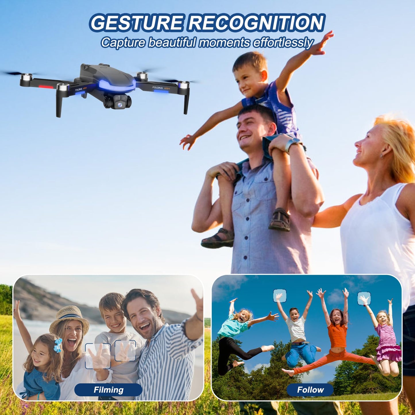 Drone with Camera for Kids, 1080P HD FPV Foldable Drones for Beginners, Brushless Motor Drone with Carrying Case, Long Flight Time, One Key Take Off/Land, Altitude Hold, 360° Flip, Obstacle Avoidance