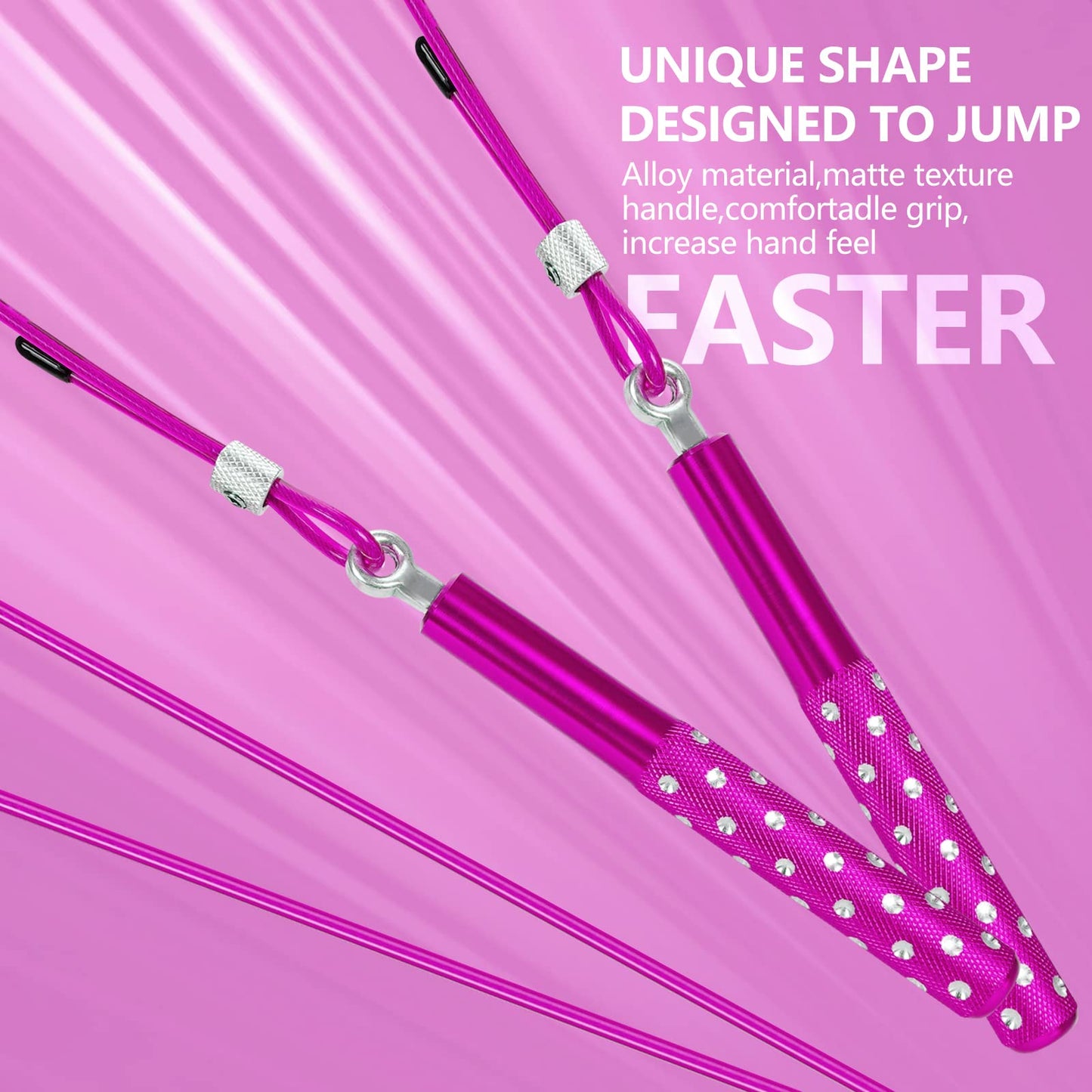 Jump Rope, Wastou Speed Jumping Rope for Training Fitness Exercise, Adjustable Adults Workout Skipping Rope for Men, Women, Kids, Girls (Pink-B)