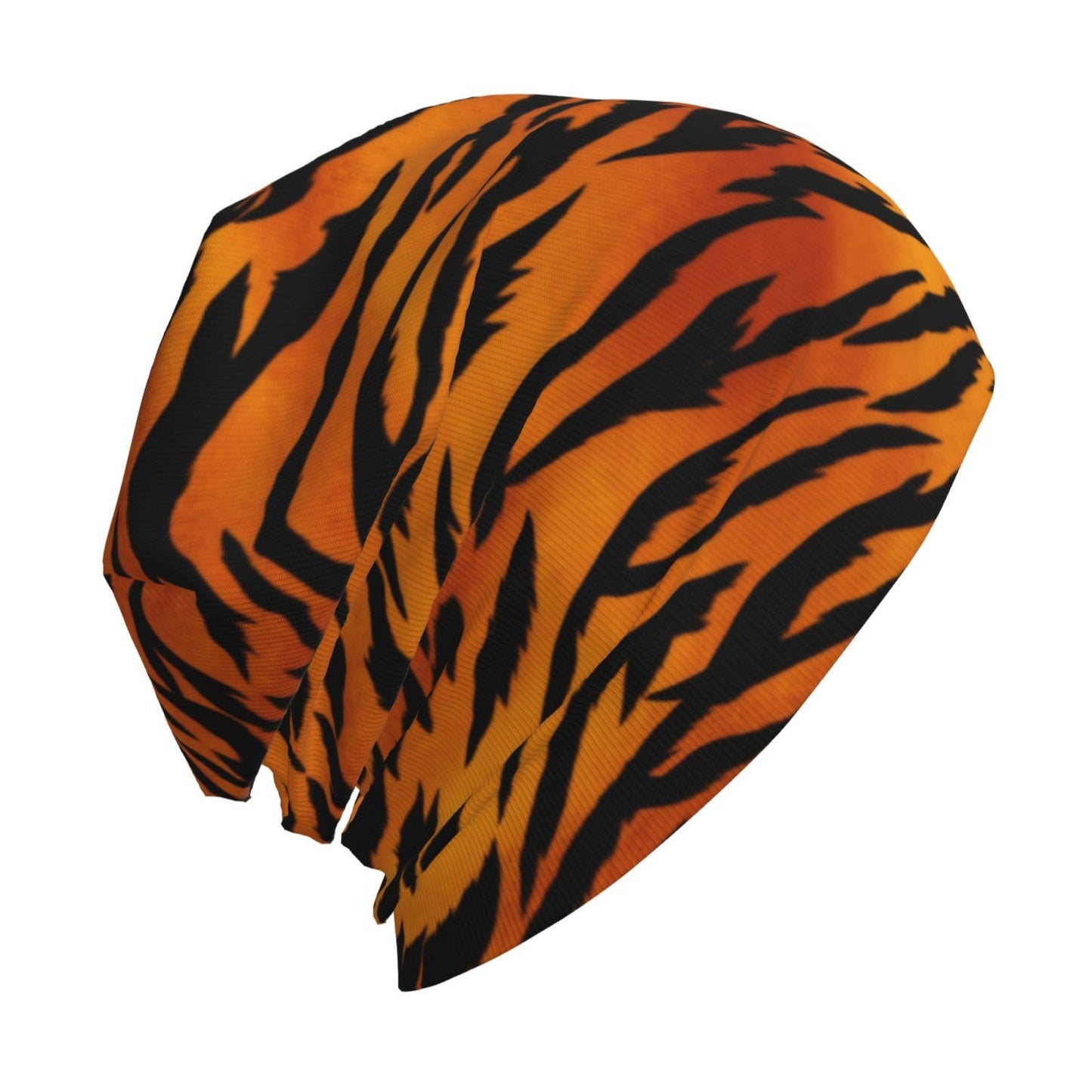 ZUHAOGO Animal Print Tiger Black Gold Skull Beanie Hats Slouchy Winter Warm Chemo Caps Stretch Hip-Hop Skull Cap Beanie Lightweight Sleep Cap Headwear Knit Beanies for Men Women