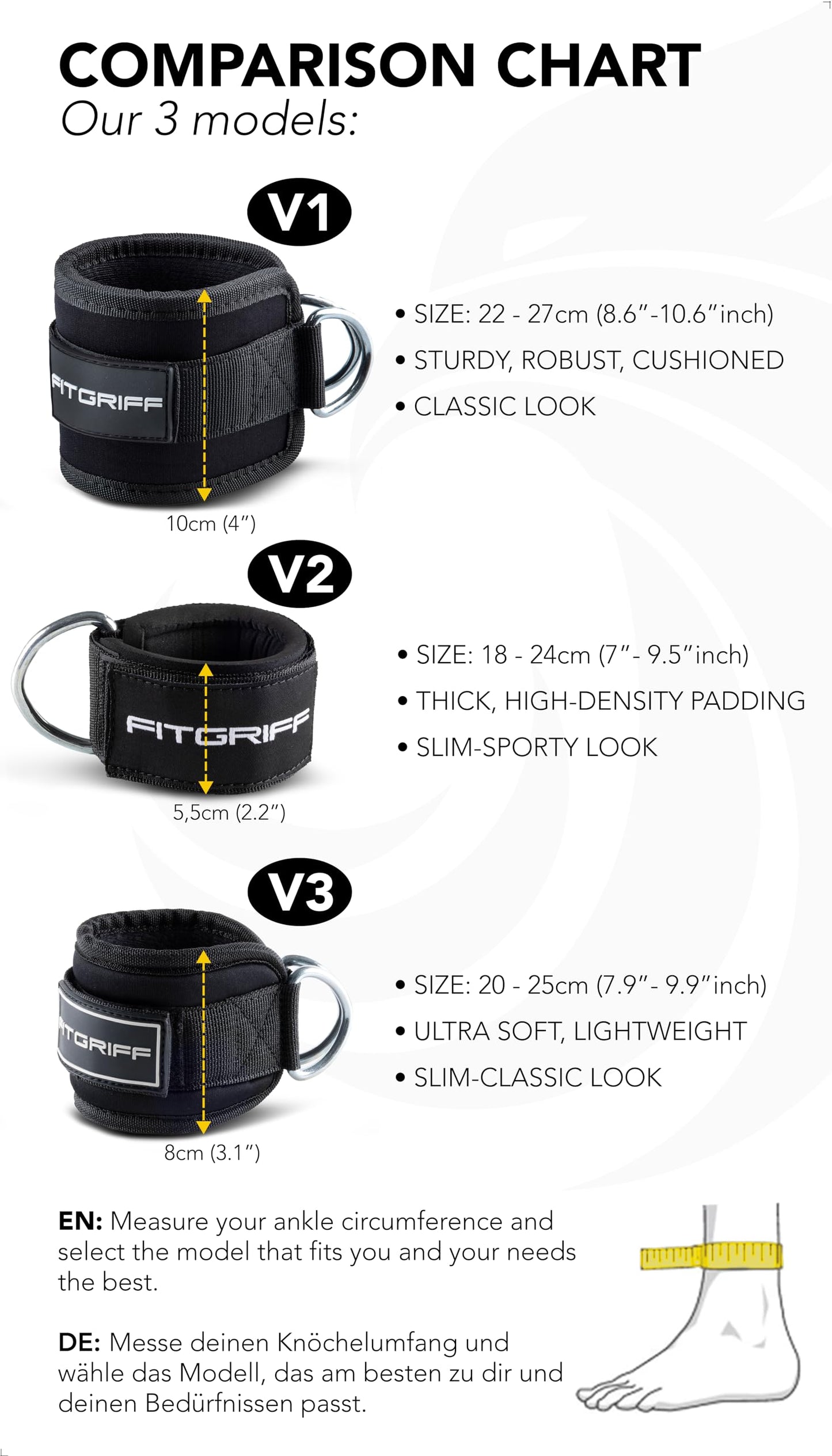 Fitgriff® Ankle Straps V1 for Cable Machine (2 Pieces) - Gym Workout Equipment - Leg Pulley Attachment, Kickback Straps (Leopard)