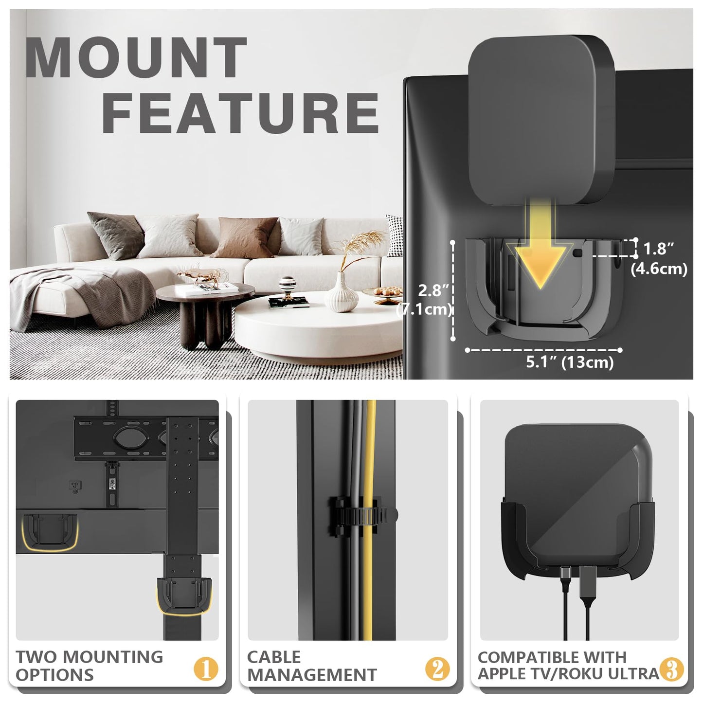 TAVR Universal Floor TV Stand Base for 32-75 Inch TVs up to 110 Lbs with Swivel Height Adjustable Mount, Black Tempered Glass Base for Media Storage and Space Saving