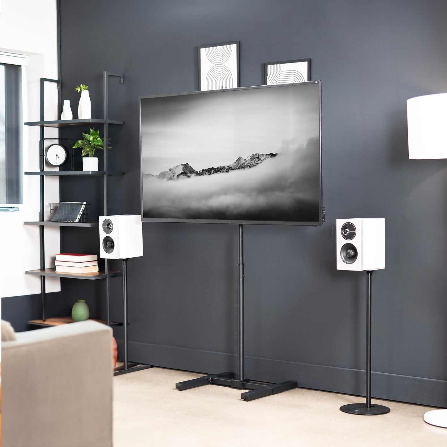 VIVO TV Floor Stand for 13 to 50 inch Flat Panel LED LCD Plasma Screens, Portable Display Height Adjustable Mount STAND-TV07…