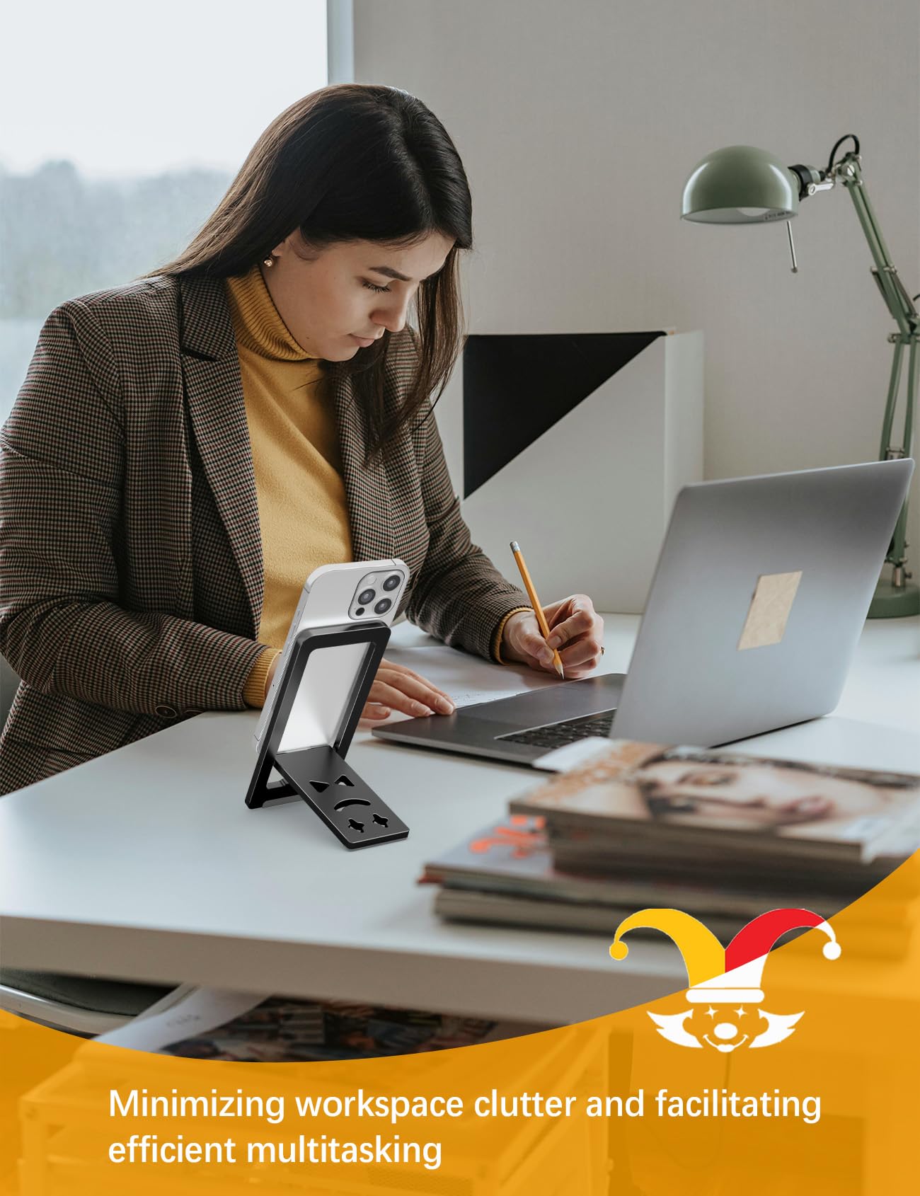 Aoviho Ultra - Thin Portable Phone Stand: Foldable & Space - Saving, Fits 3.7-7 inch Devices, Black