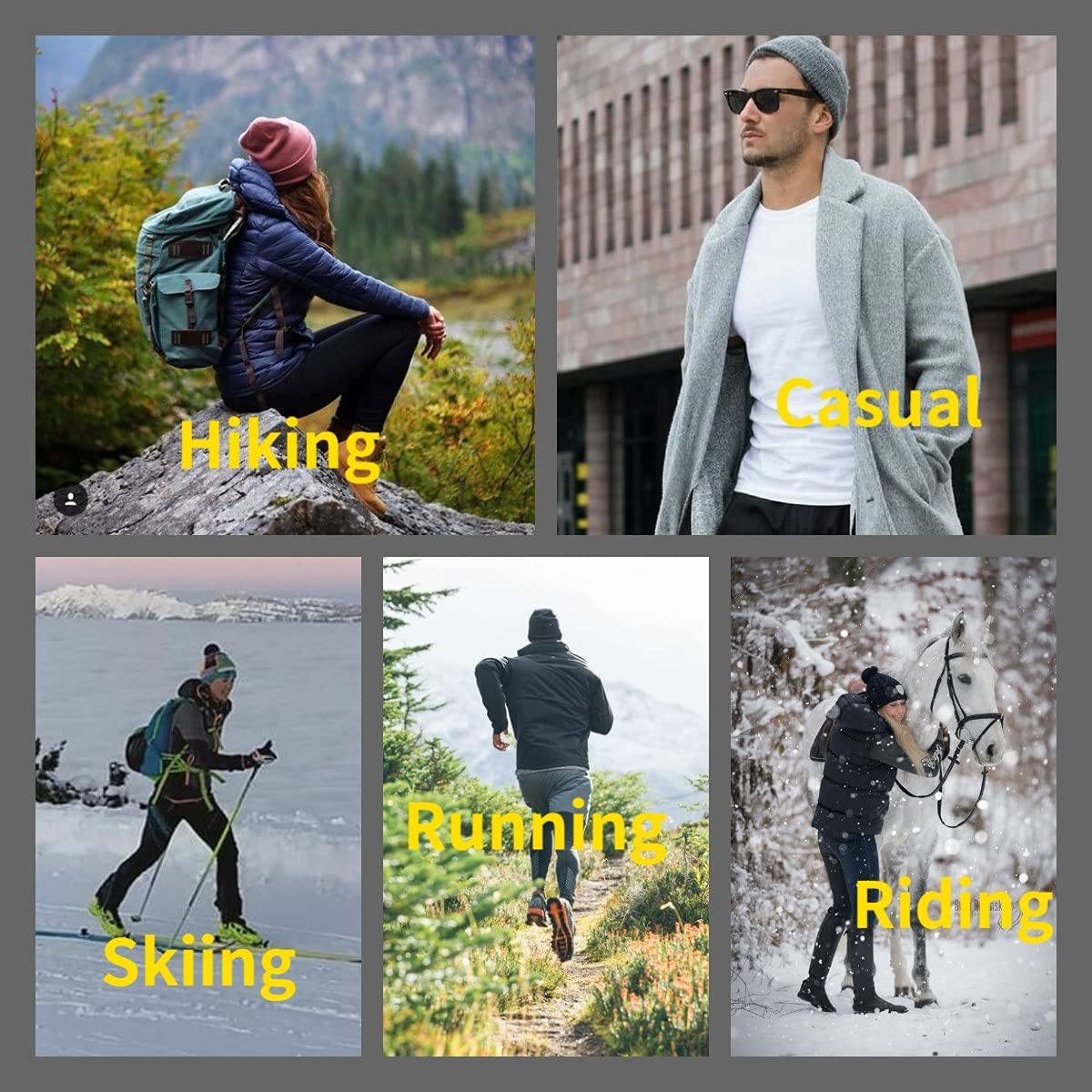 AJG Beanie Hats for Men,Unisex Smile Face Embroidered Acrylic Soft Warm Winter Cuffed Knit Hats for Women (1-Black)