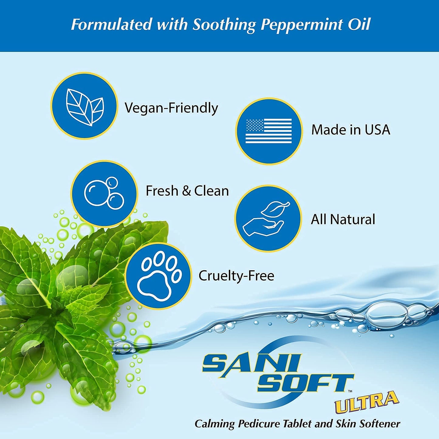 SANI CARE Sani-Soft Peppermint Formulated with Relaxing Peppermint Oil and Aloe Vera 150 Tabs SAN0200