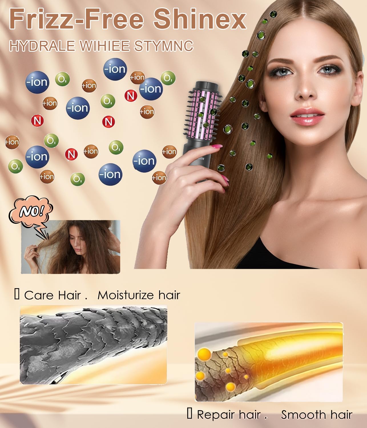 Fitdafit Cordless Hair Curling Iron Brush, 1.5" Mini Cordless Hair Curler, 3-in-1 Travel Curling Brush Hair Straightener Comb Rechargeable, 410℉ Heated Ionic Curling Tool for All Styles, Black