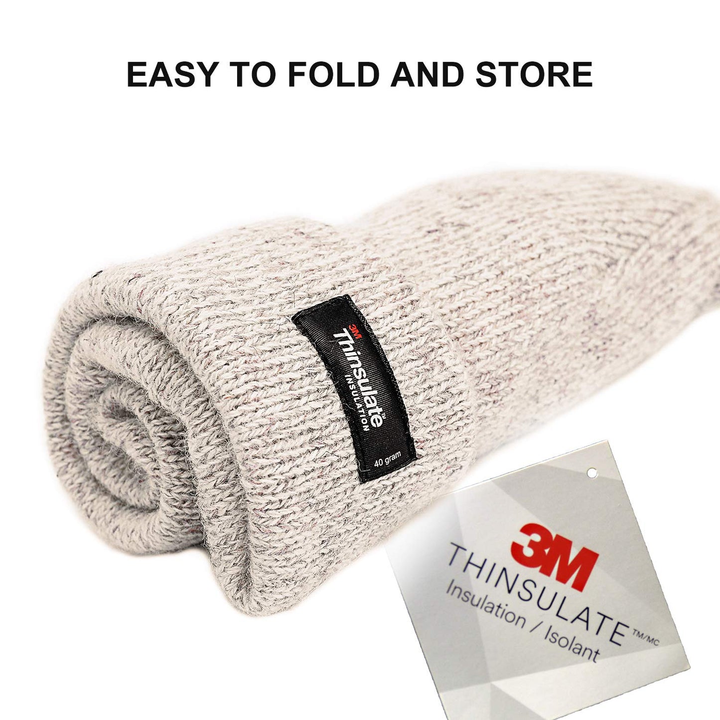 Thinsulate Inner -5℉ Warm Cuffed Beanie Thermal Insulation Thick Men Women Adult Winter Hat Wool Acrylic Knit Soft Cold Wearther Cap Beige One Size