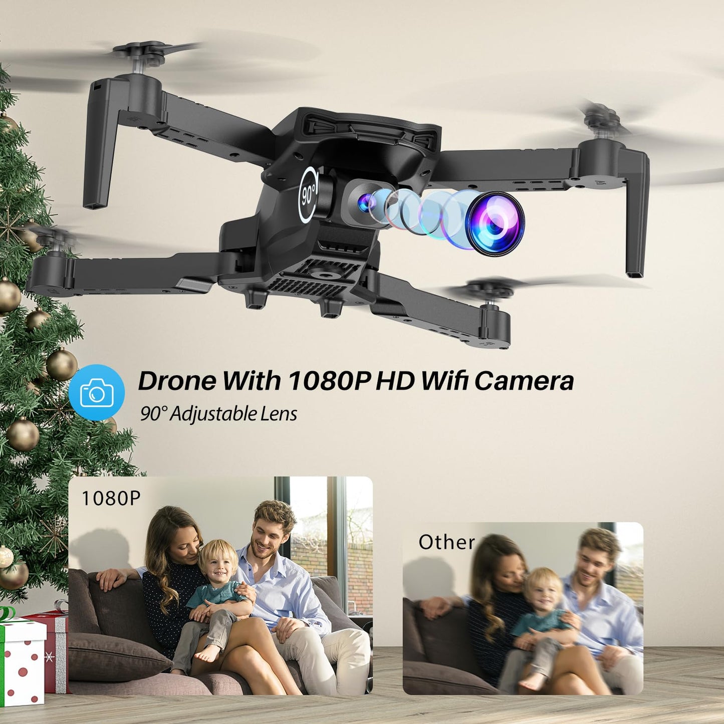 SIMREX Drone With Camera 1080P for Kids And Adults, RC Quadcopter with Altitude Hold, Mini Drone With One Key Start, Waypoint Fly, Headless Mode, 3D Flip, 3 Speeds, Remote Control Drone for Beginners