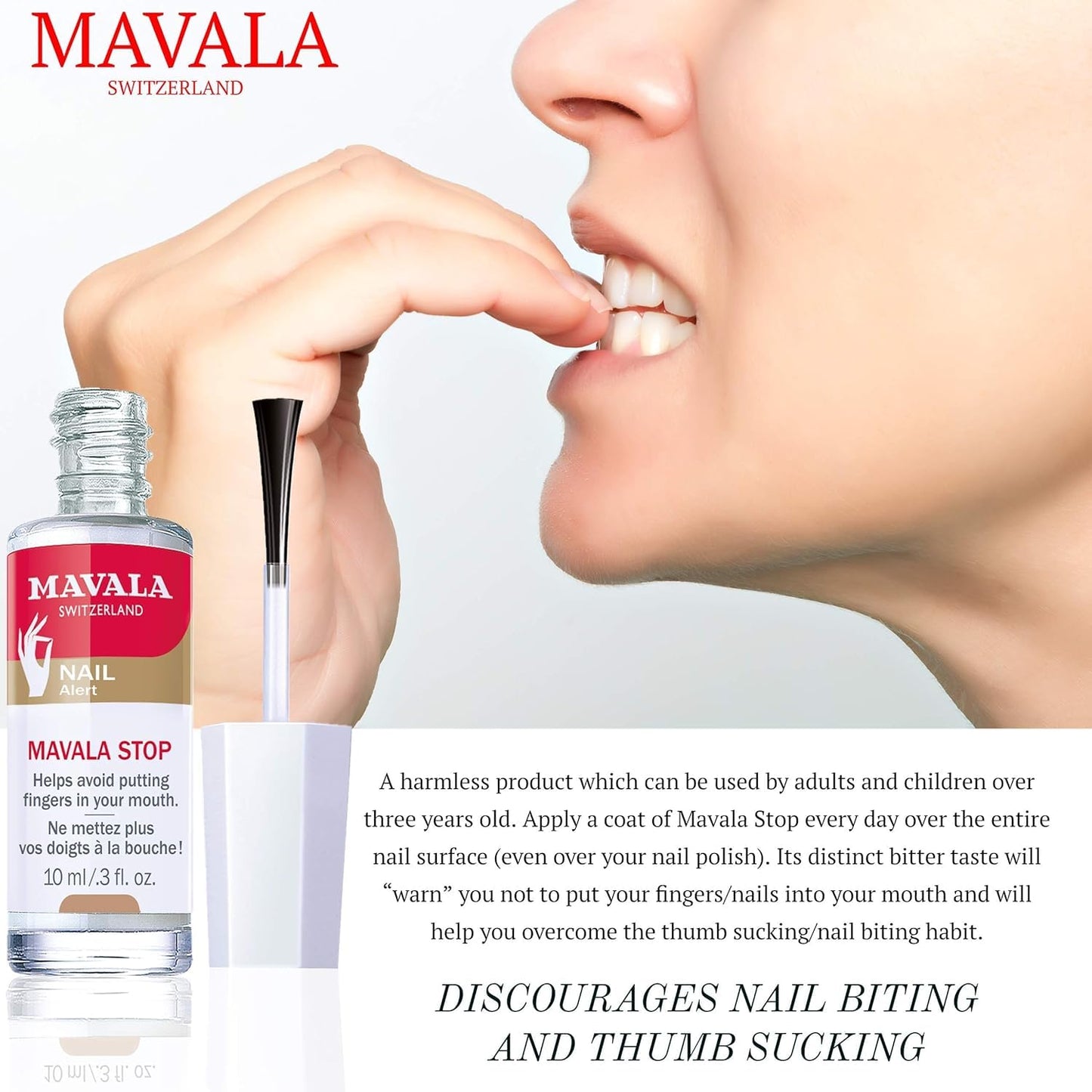 Mavala Stop Deterrent Nail Polish Treatment | Nail Care to Help Stop Putting Fingers In Your Mouth | Bitter Taste | Easy Application | For Ages 3+ | 0.3 Fl Oz