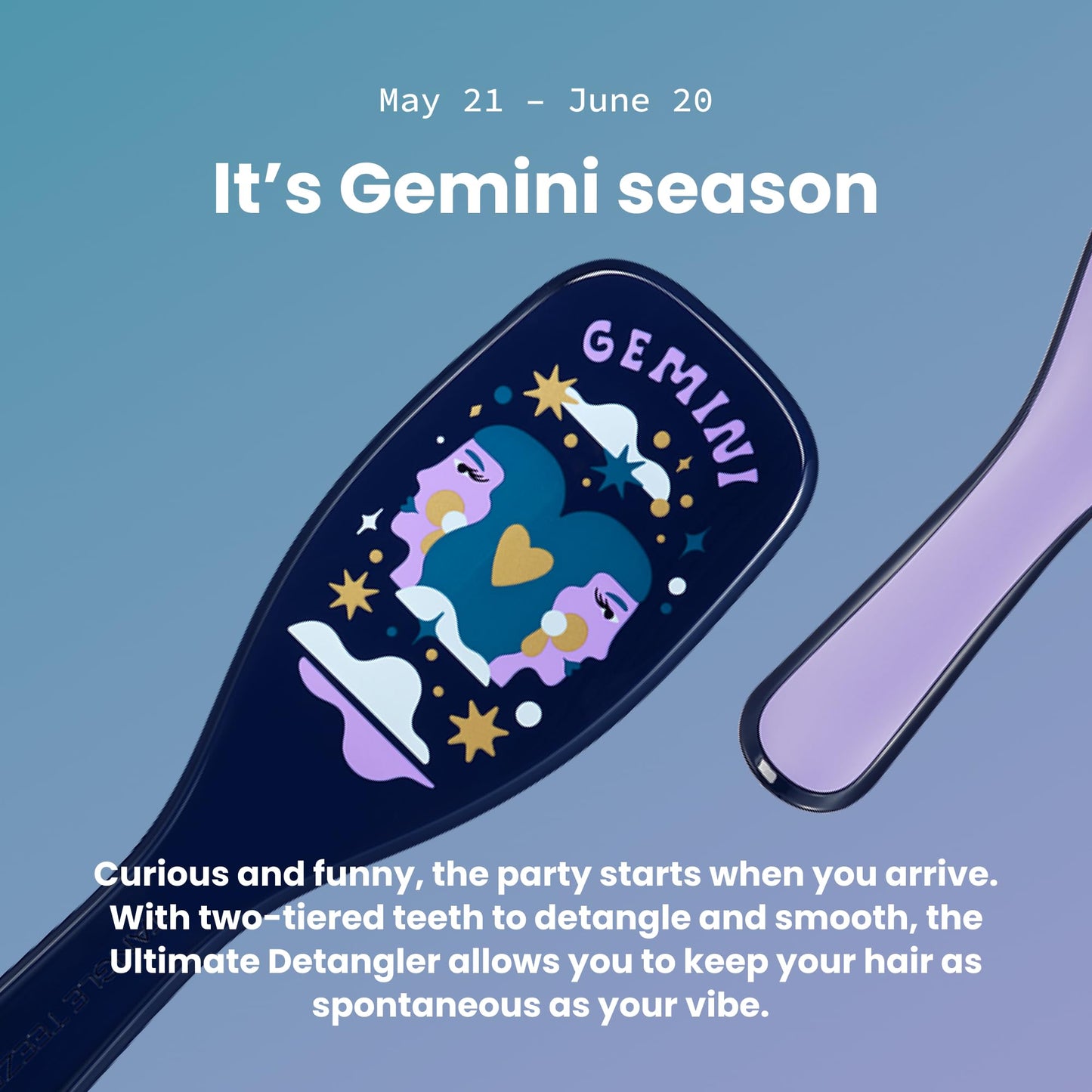 Tangle Teezer Zodiac Ultimate Detangler Hairbrush for Wet & Dry Hair, Eliminates Knots & Reduces Breakage for All Hair Types, Gemini