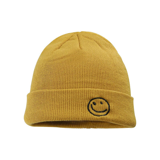 CLAPE Beanie Hat for Men, Cute Embroidery Smiley Face Winter Hat Women Outdoor Ski Snowboarding Knit Cuffed Fisherman Beanie